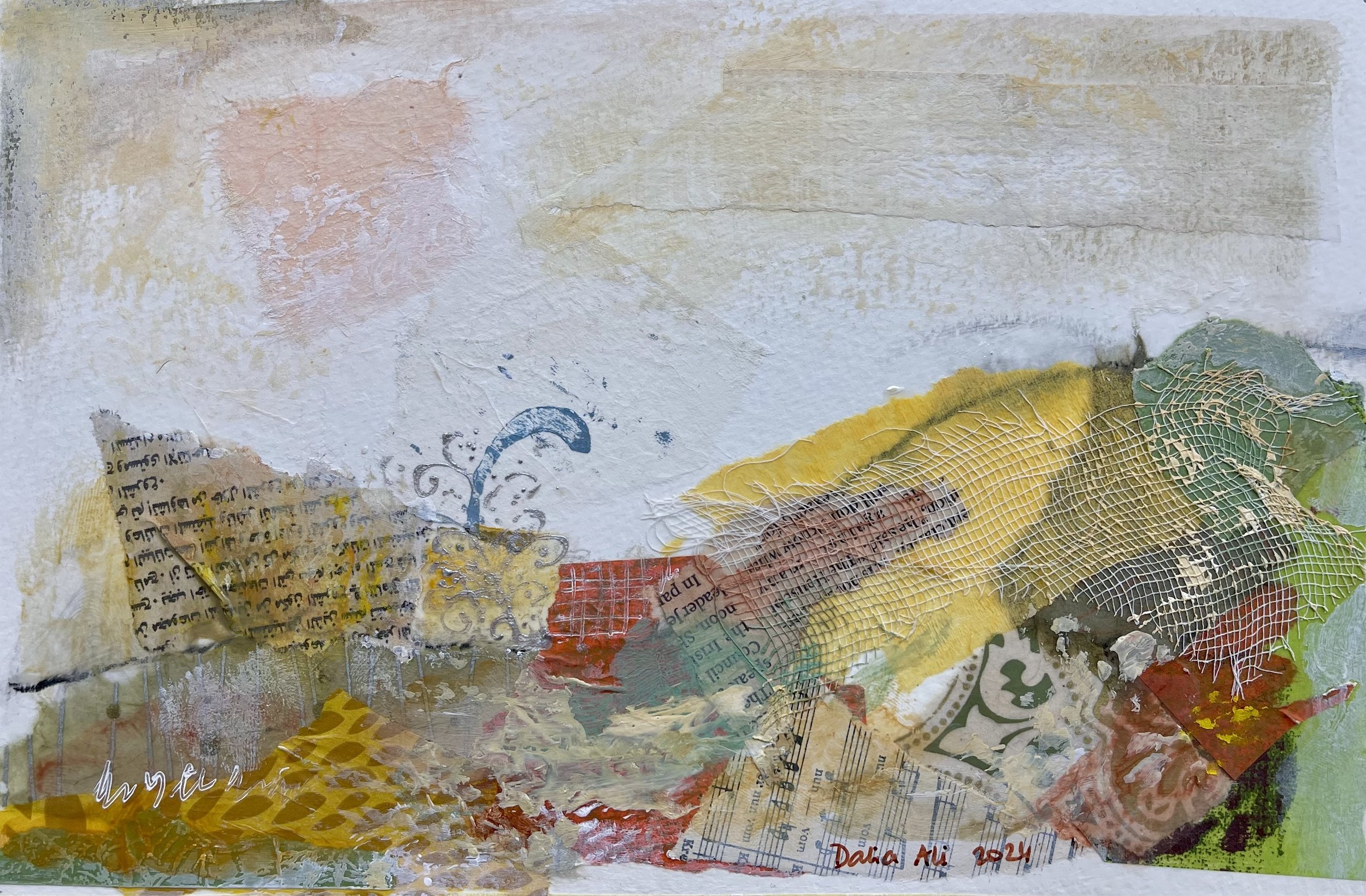 Mixed media on card, 14x22cm