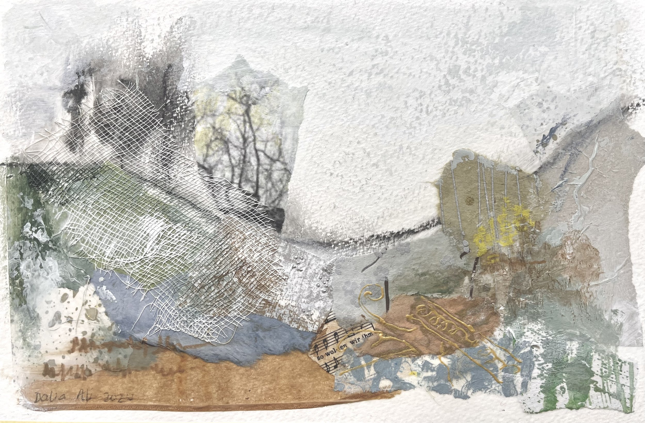 Mixed media on card, 14x22cm