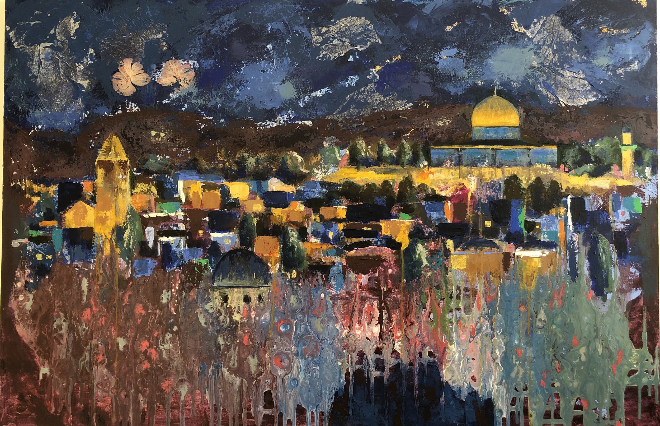 Jerusalem at night, Mixed media on canvas, 80x120cm, sold
