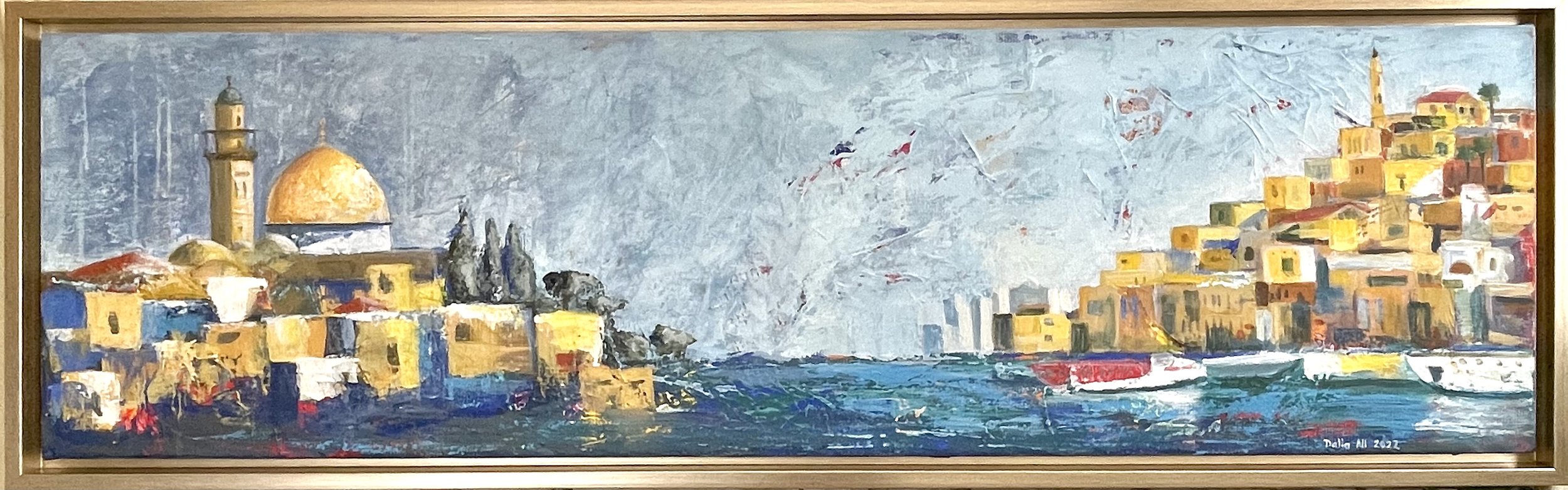 From Jerusalem to Jaffa, Mixed media on canvas, 40x140cm