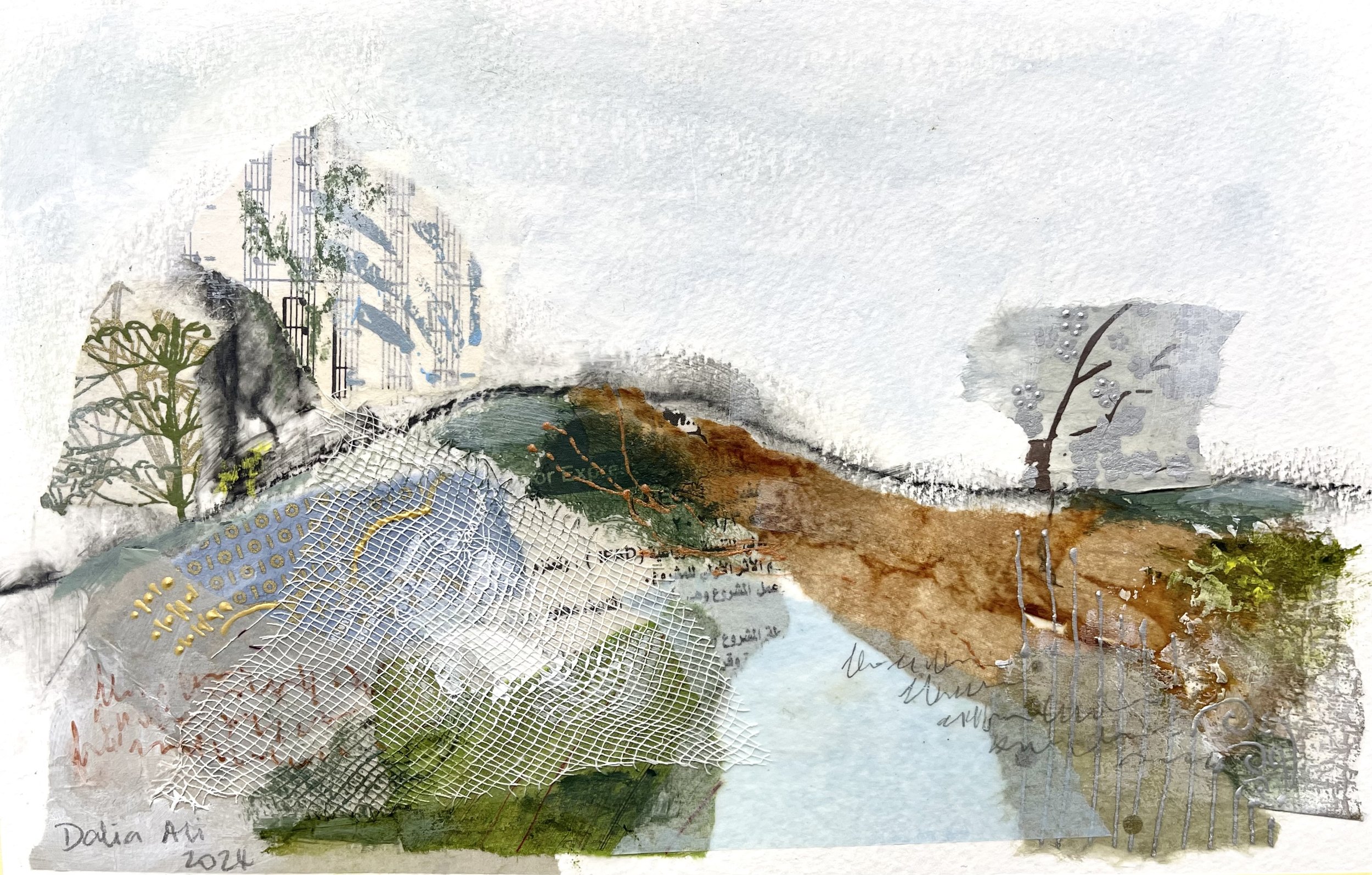 Mixed media on card, 14x22cm