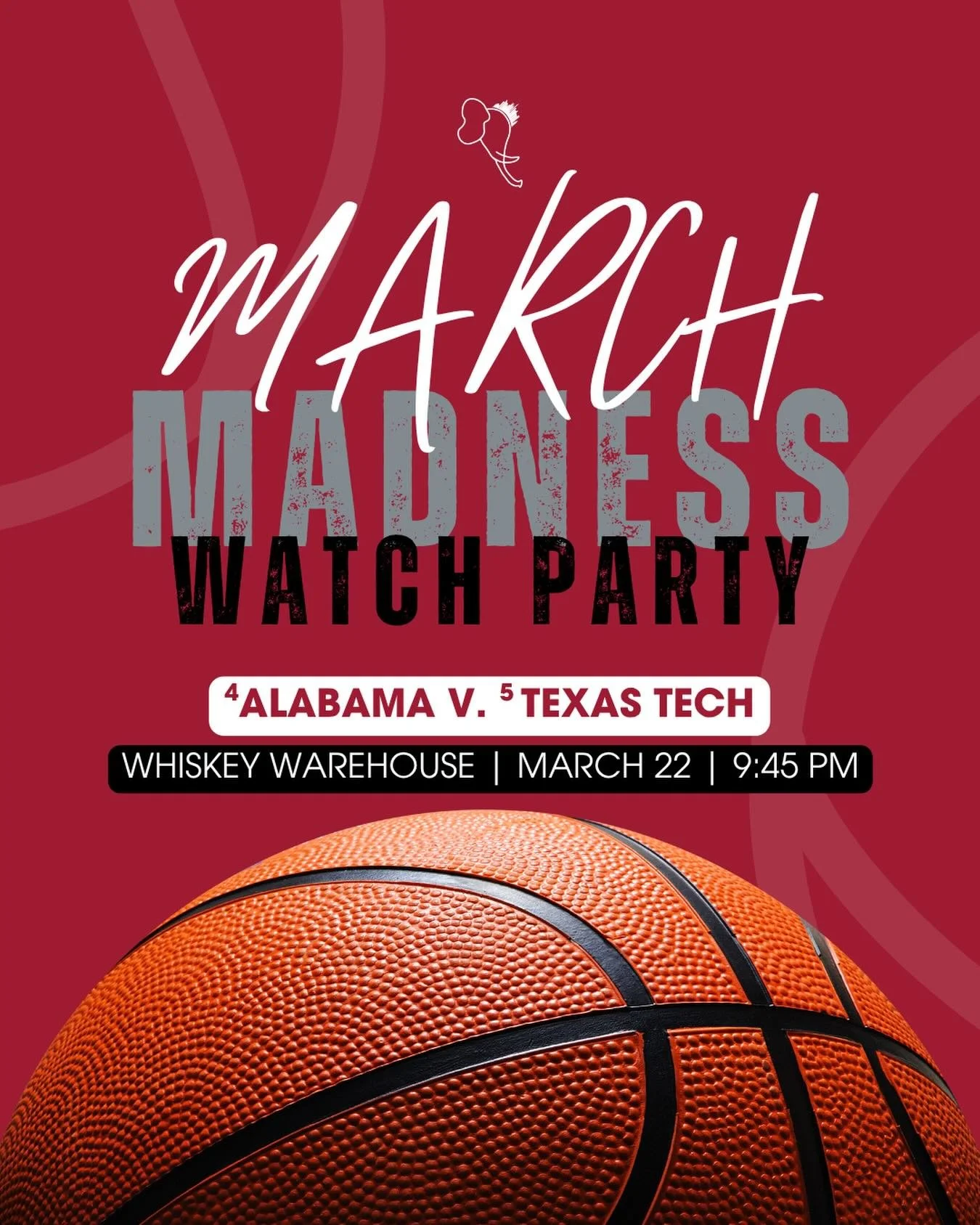 🏀 STILL DANCING 🕺

Join us @whiskeywarehouseclt for the afternoon games and tipoff as the Tide takes on Texas Tech tomorrow!