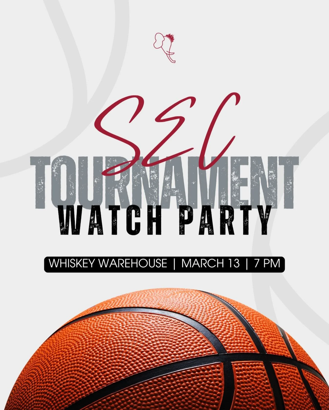 🏀 MBB SEC TOURNAMENT 🐘

Alabama is headed to Nashville for the SEC Tournament! Join us @whiskeywarehouseclt on Friday, March 13 at 7pm to watch the game and cheer on the Tide.