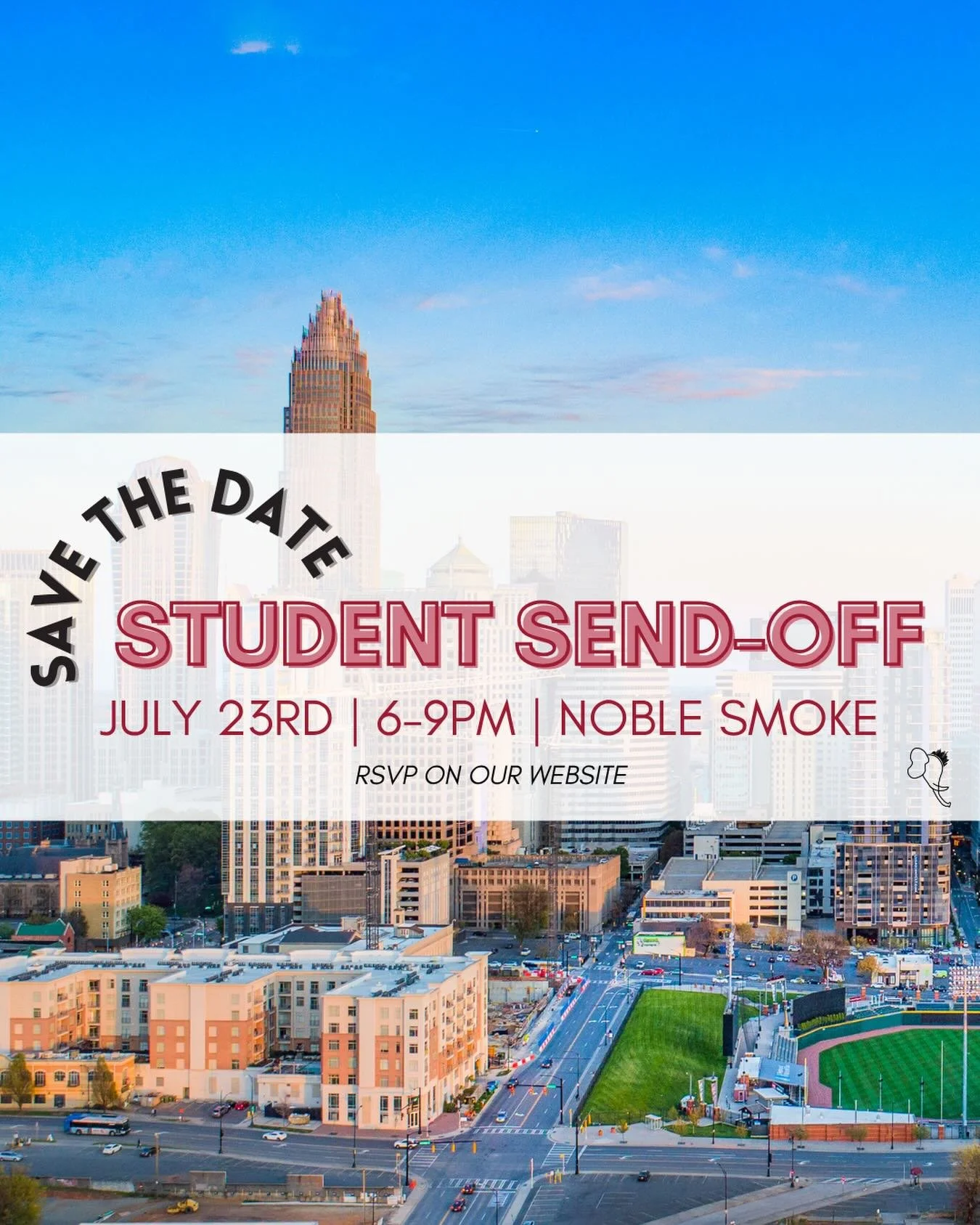 🐘 Student Send-Off 👑

Help us give our local students a proper send-off before they head back to Tuscaloosa!

Join us at Noble Smoke on July 23 from 6-9pm for a come-and-go evening filled with great food, fellowship, and plenty of Bama spirit. Whet