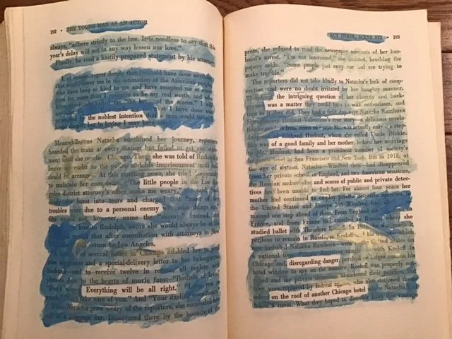 paint-on-the-page erasure of two pages in an old book