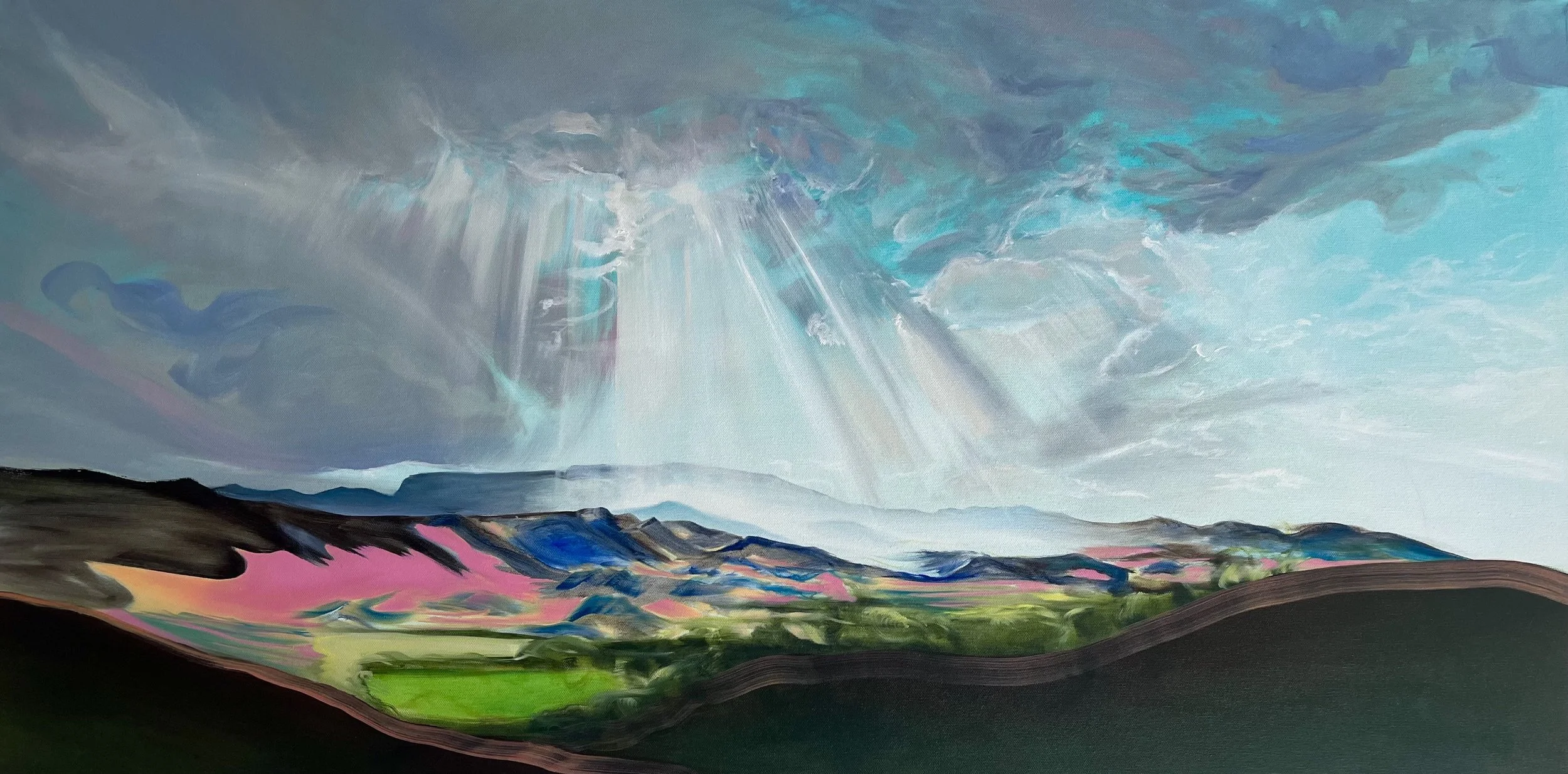 Monsoon Over Jerome | Oil on Canvas | 30"x60" | 2025 