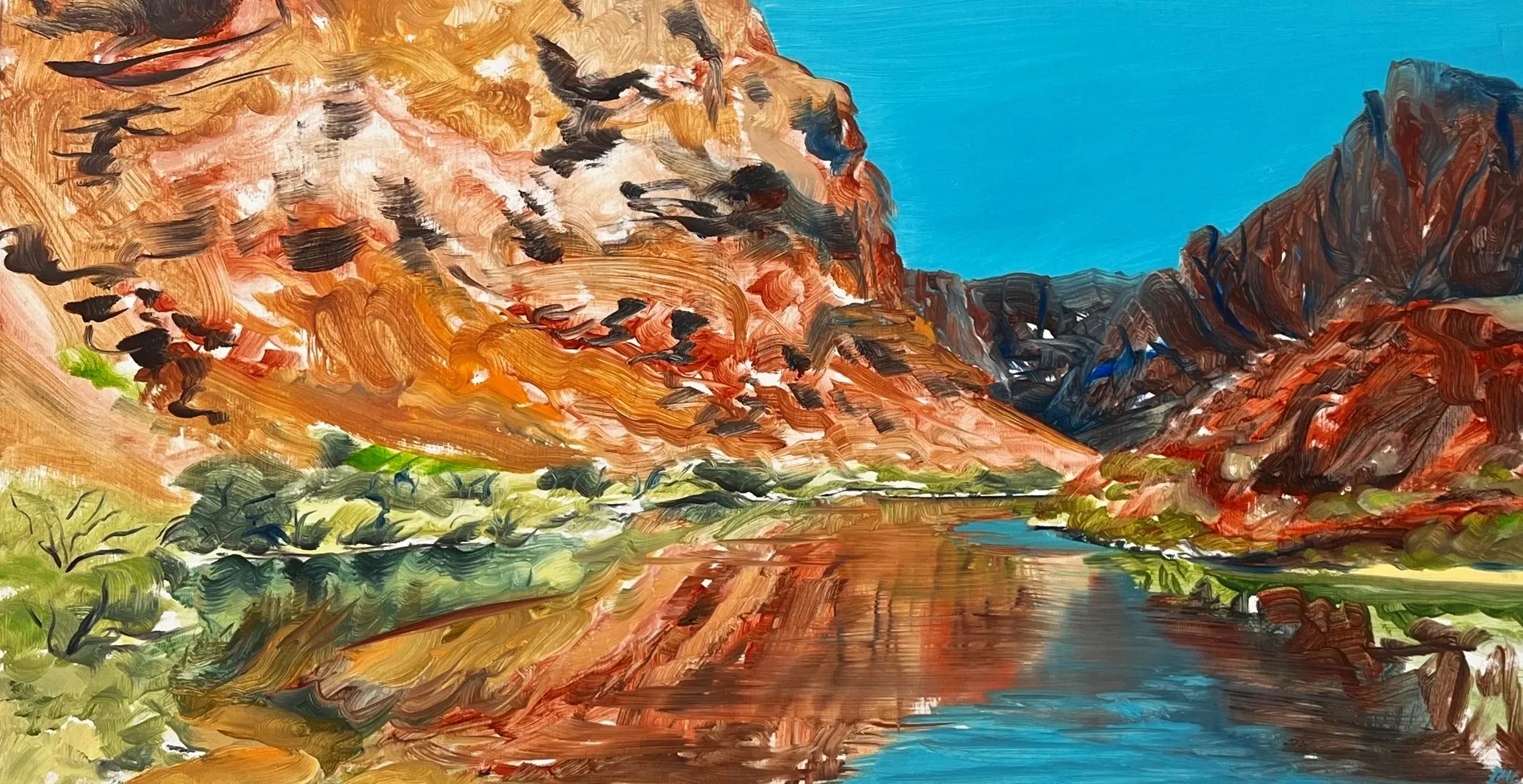 Lee's Ferry | Oil on wood panel, plein air | 5"x10" | 2026 | $300