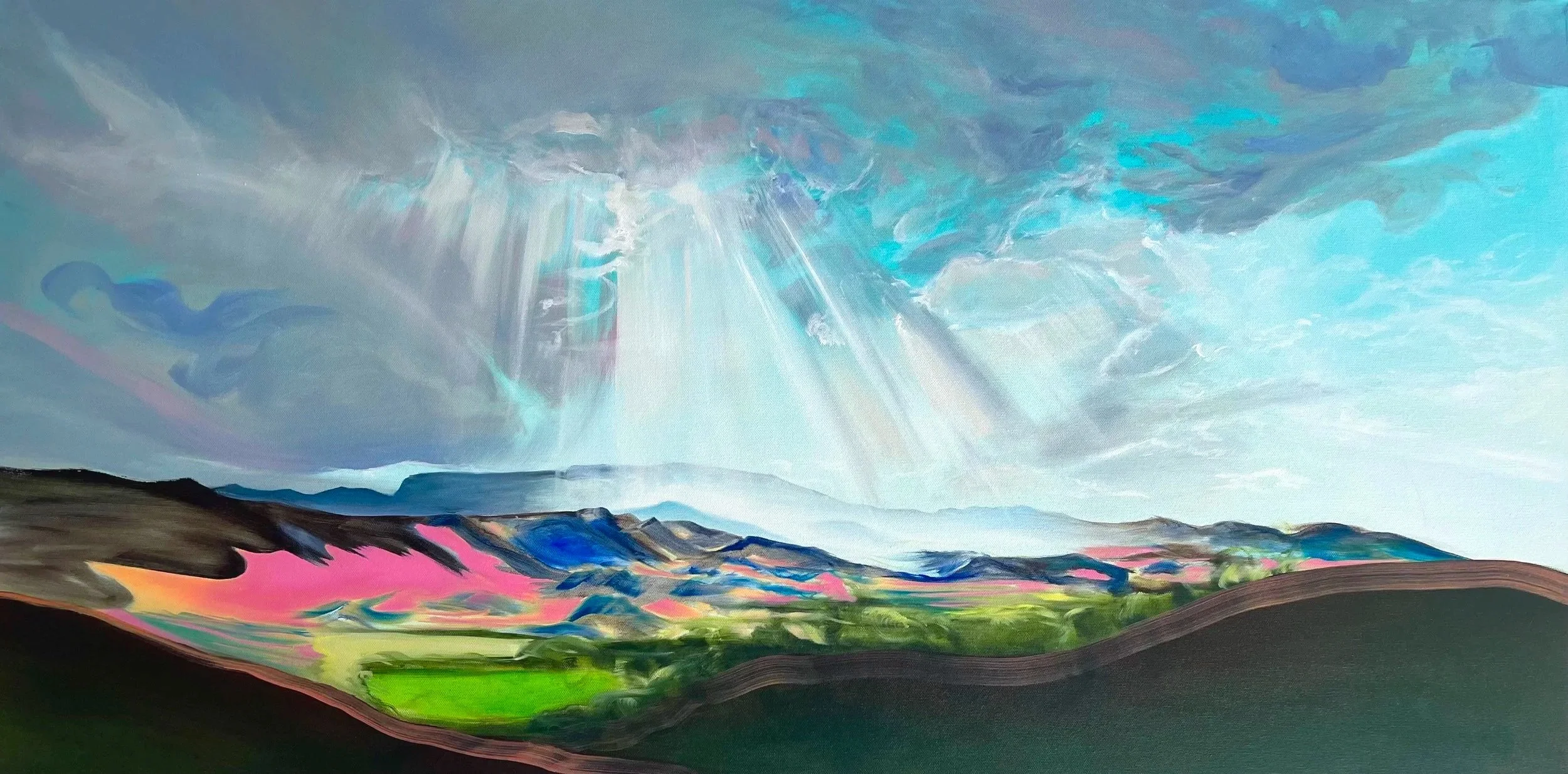 Monsoon Over Jerome | Oil on Canvas | 30"x60" | 2025 | Private Collection