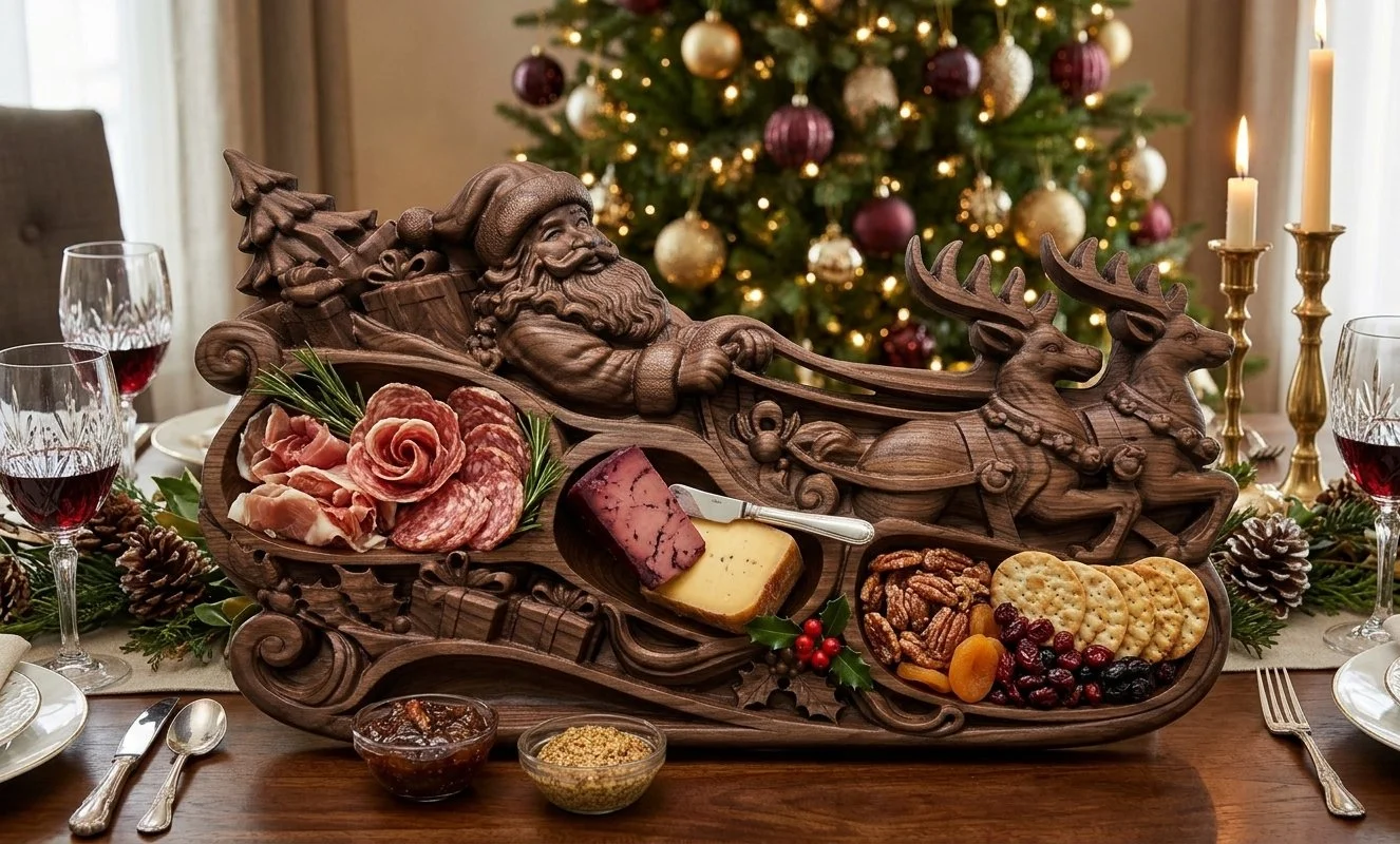Santa Sleigh charcuterie in dark walnut.jpg