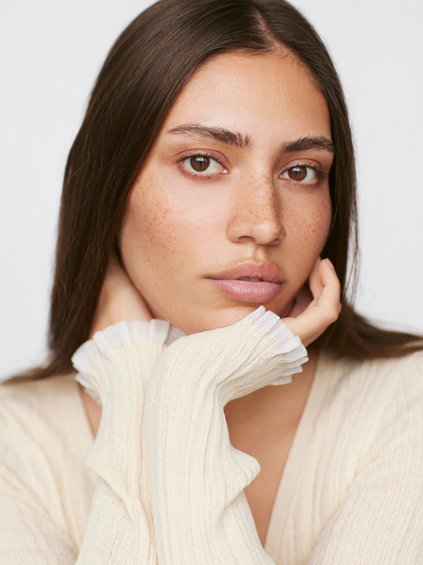 Natural freckled beauty portrait by a beauty photographer based in London