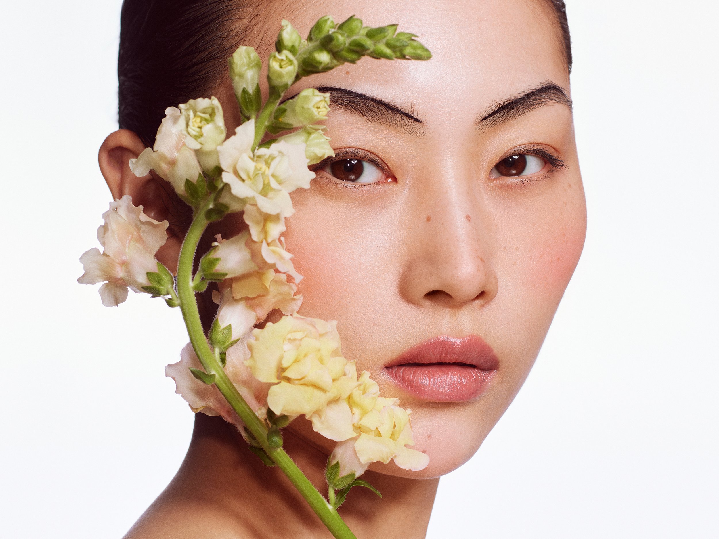 Floral beauty portrait by beauty photographer available in London and across Europe