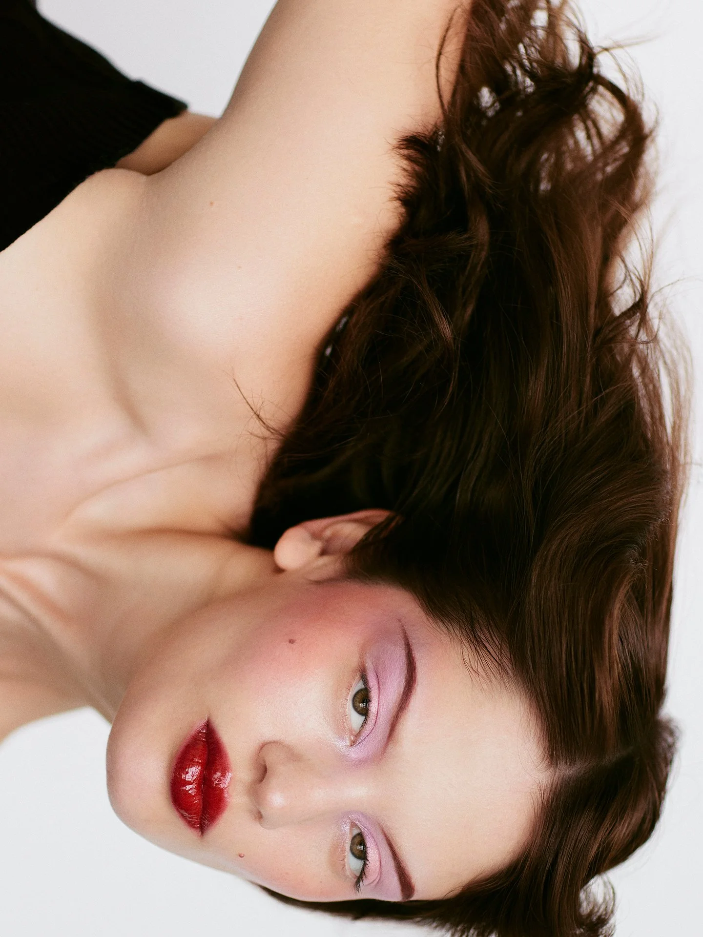 Bold red lip beauty portrait by a beauty photographer working in Warsaw and across Europe