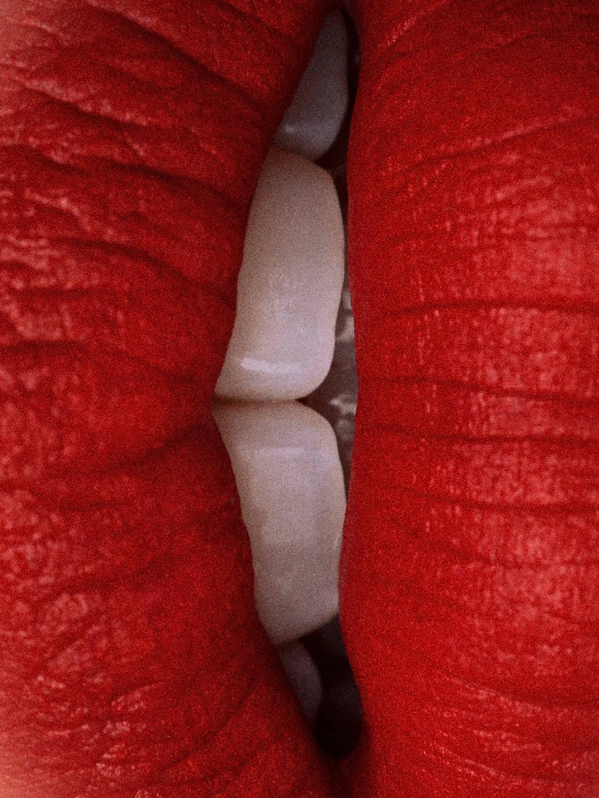 Close-up red lip beauty texture shot by a beauty photographer working in London and Europe