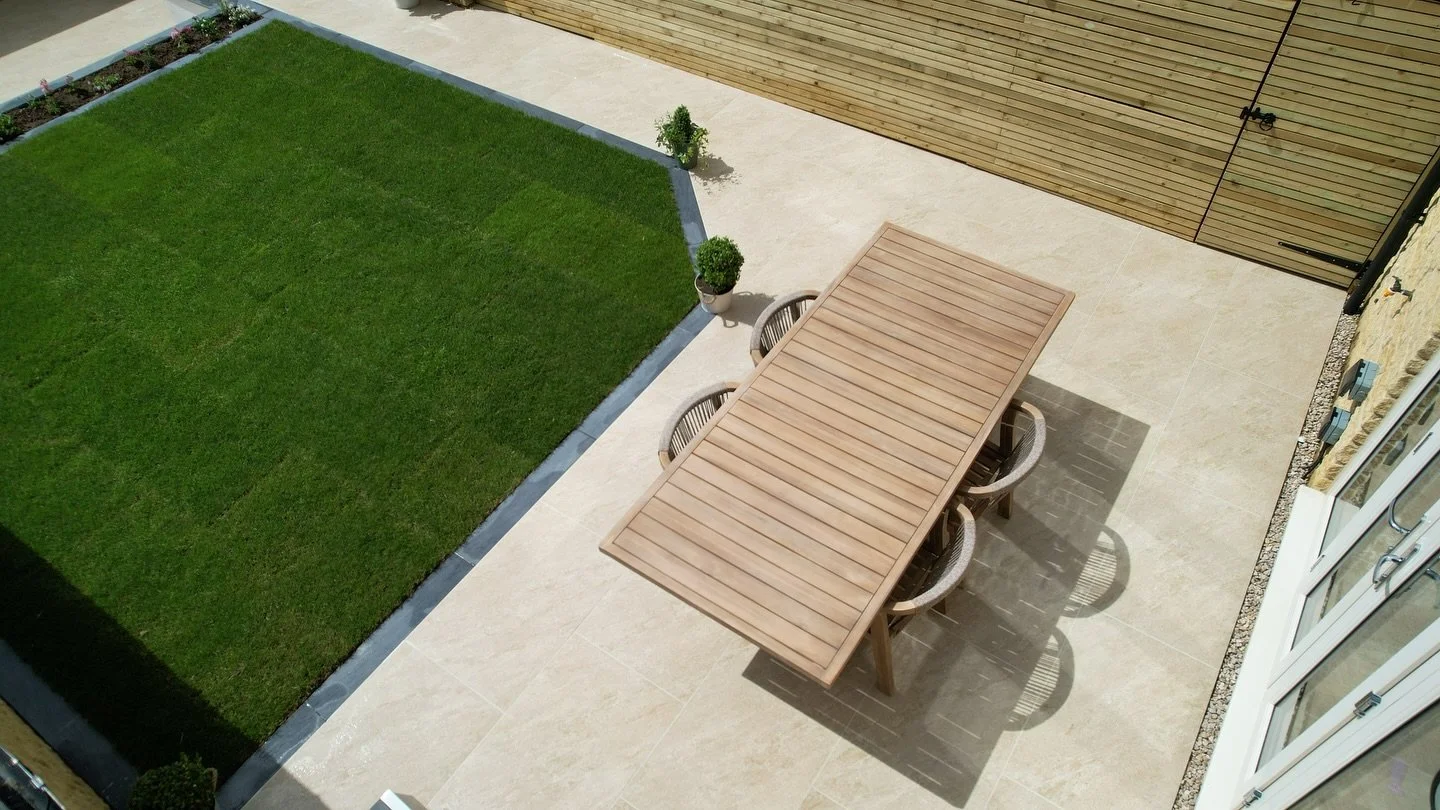 Newest addition to the portfolio for Molly &amp; Adam.
Really enjoyed this one. 🪴
Ready for Summer nights and BBQ&rsquo;s!
What a difference 3weeks can make!
I hope you enjoy your new, usable garden, guys🪴

Dakota Beige slabs with Ardesia Grey boar