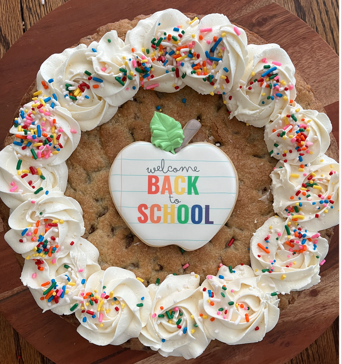 Back to School Chocolate Chip Cookie Cake