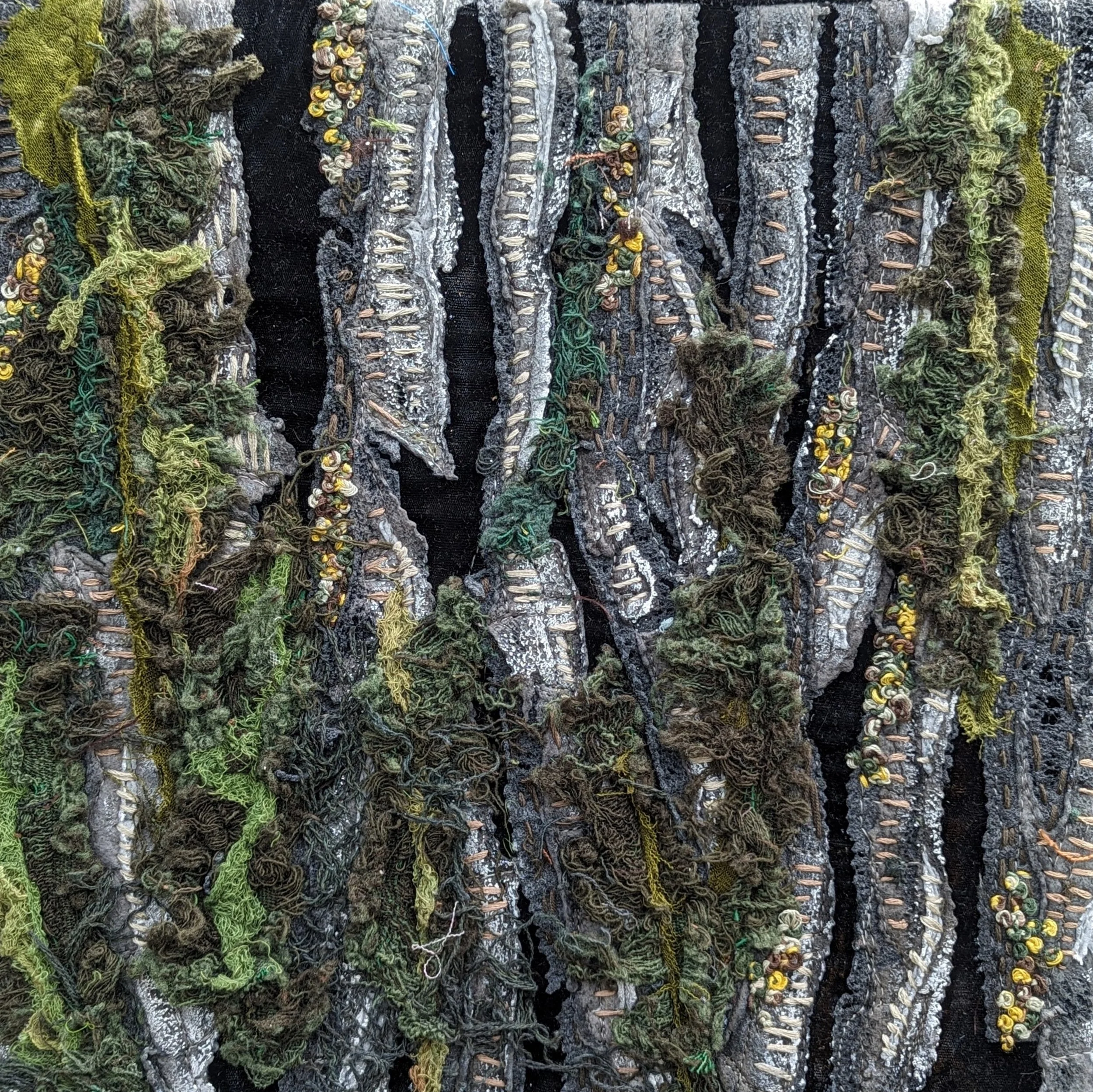 Fiber art tree bark