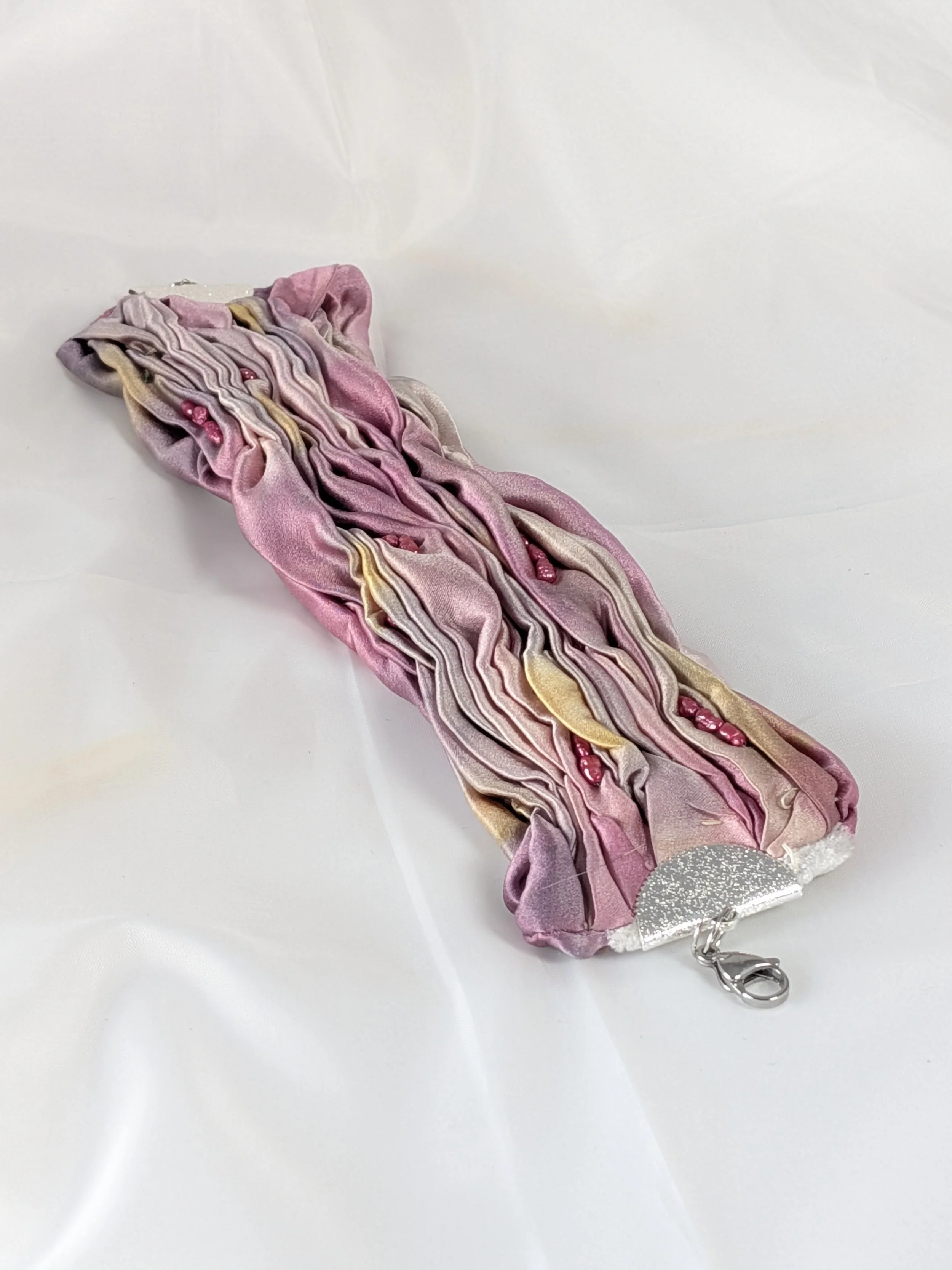 Elegant Silk & Vintage Pearl Bracelet