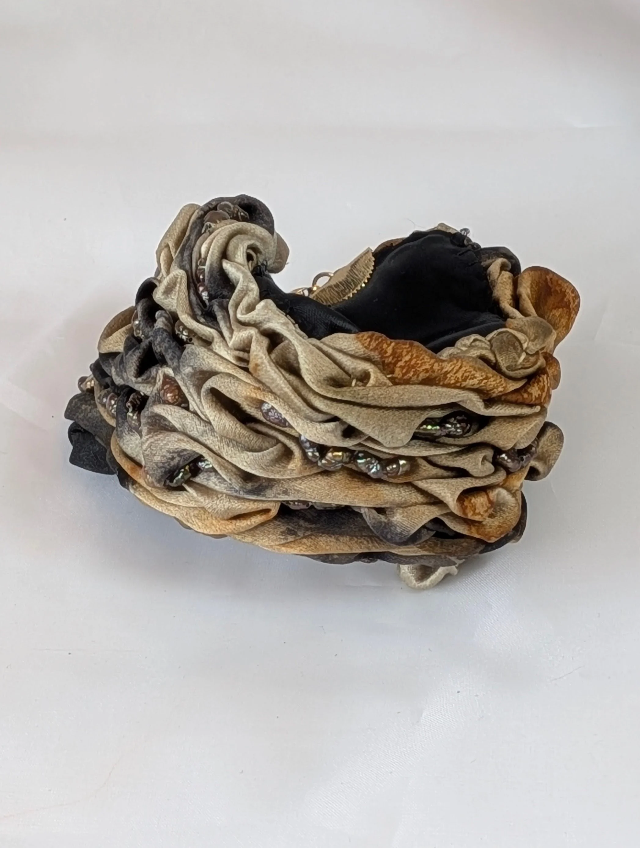 Rusted Silk Bracelet with rice pearls