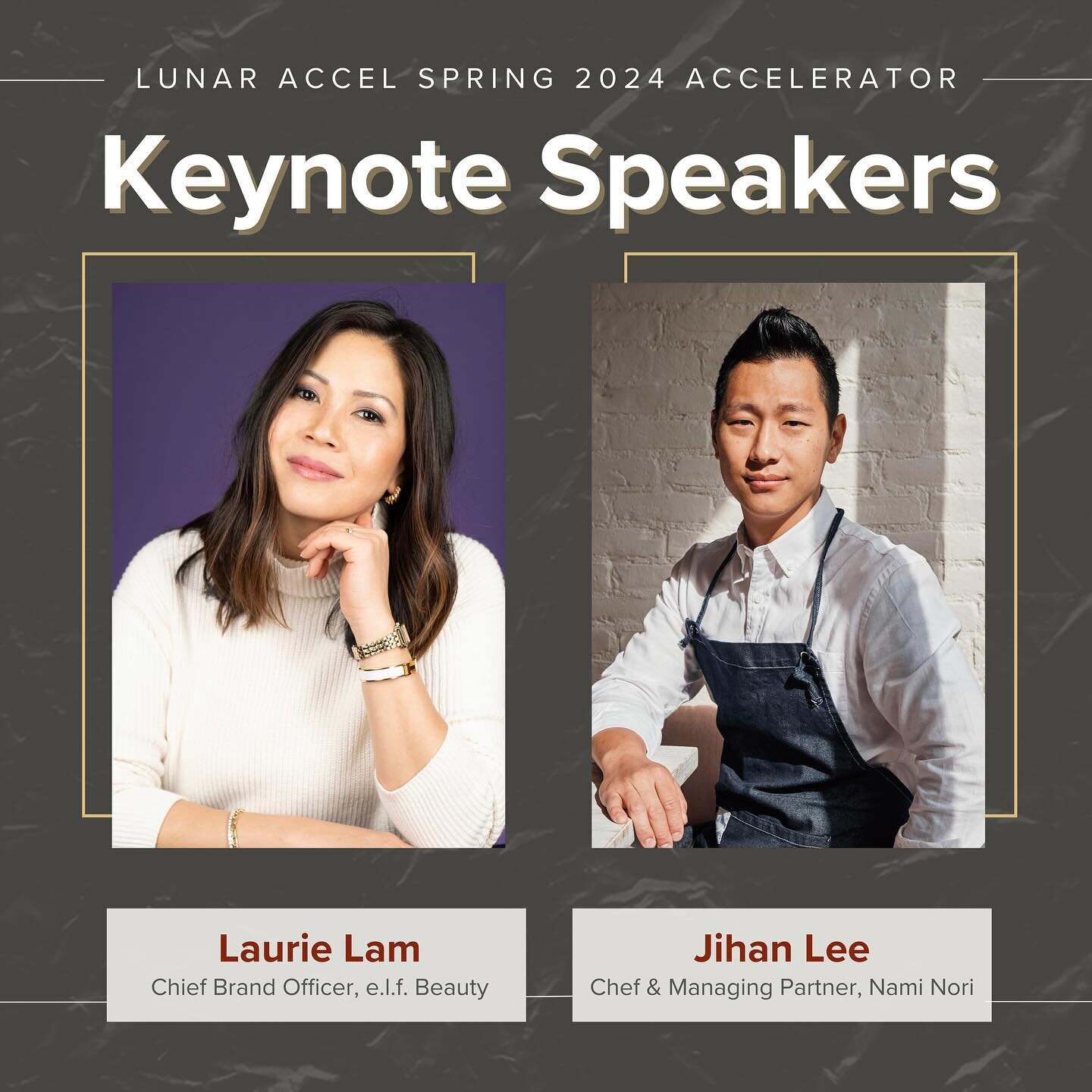 We are SO excited to announce our Opening &amp; Closing Keynote speaker for our Spring &rsquo;24 Accelerator, Laurie Lam and Jihan Lee! 🙌

Laurie is the Chief Brand Officer @elfcosmetics, a multi-branded portfolio which includes namesake brand e.l.f