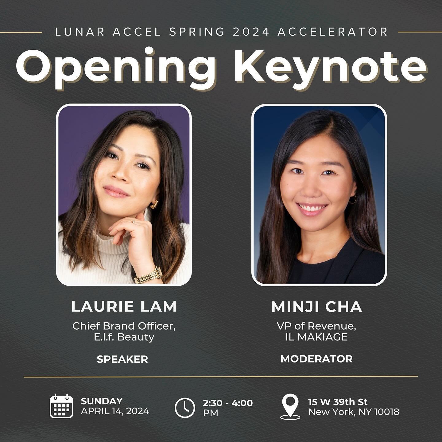 🎟️ RSVP FOR YOUR TICKETS TODAY 🎟️

Join us THIS SUNDAY, April 14, to hear from Laurie Lam, Chief Brand Officer of @elfcosmetics, dive into how she achieved upward mobility in the corporate environment, the impact of mentorship, the influence of her