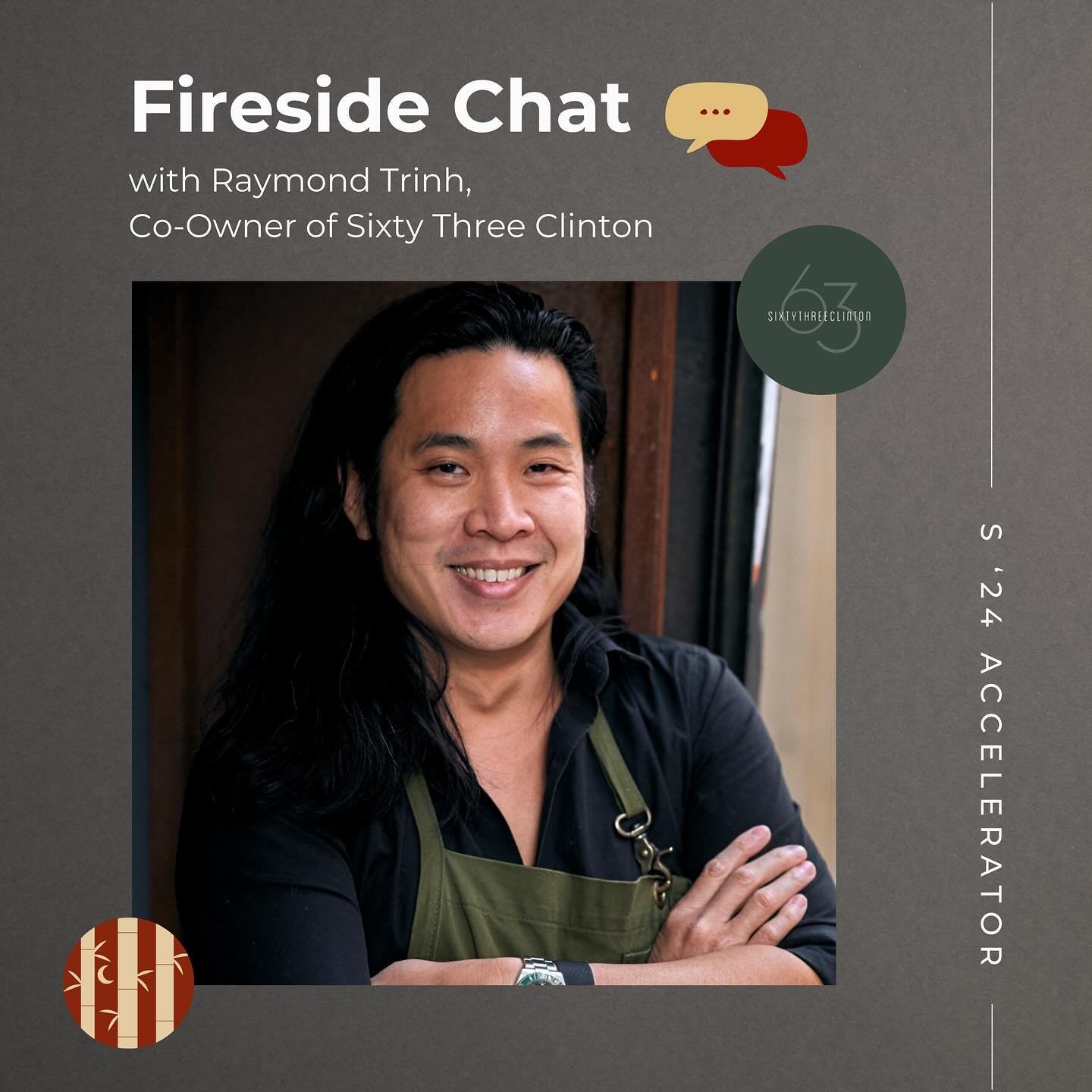 ⚡️Join us for the last speaker event of the season next Sat, 5/18 &mdash; link in bio ⚡️

This past weekend, we had our third, Fireside Chat 🔥☕️ with @raymondetrinh, co-owner of Michelin-star restaurant, @63_clinton ! 🍽️

In this chat, our Spring 2