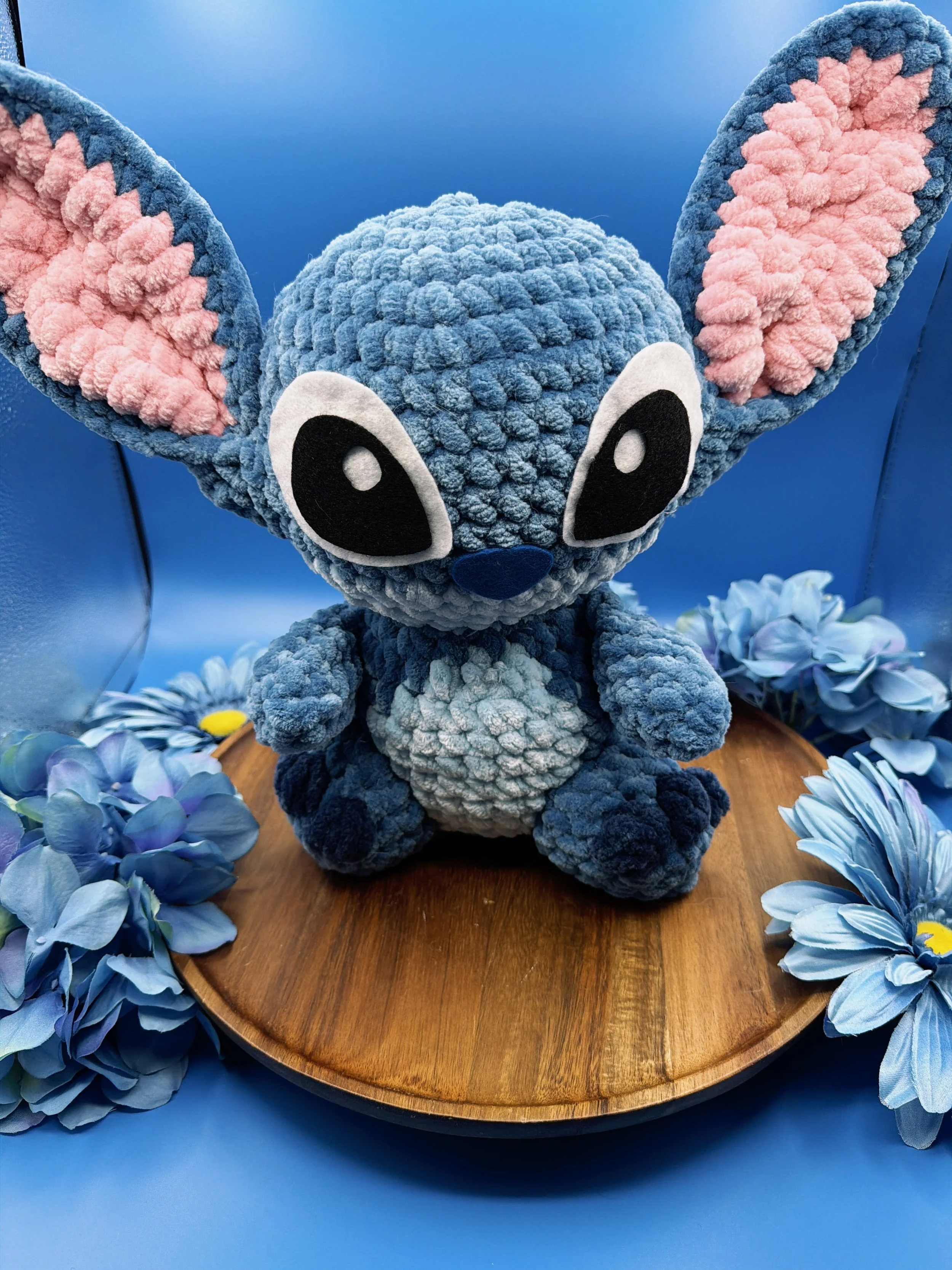 Sitting Blue Alien Crochet Plushie