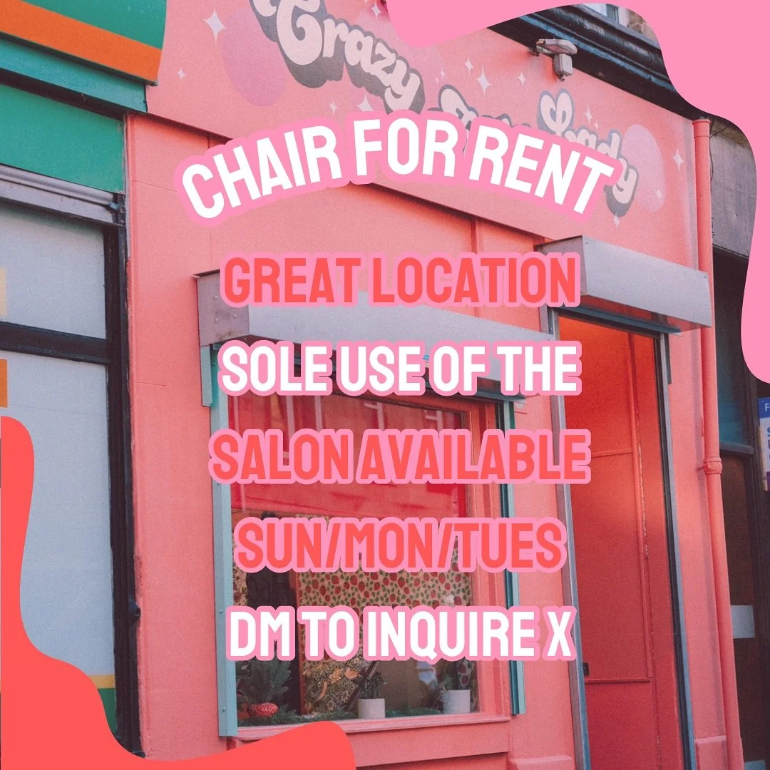 Going self employed was the best thing I&rsquo;be ever done, and I would love to open my doors to someone looking to make that jump! 

The salon is otherwise shut on the days available and therefore rent is for the whole shop, so if you fancy working