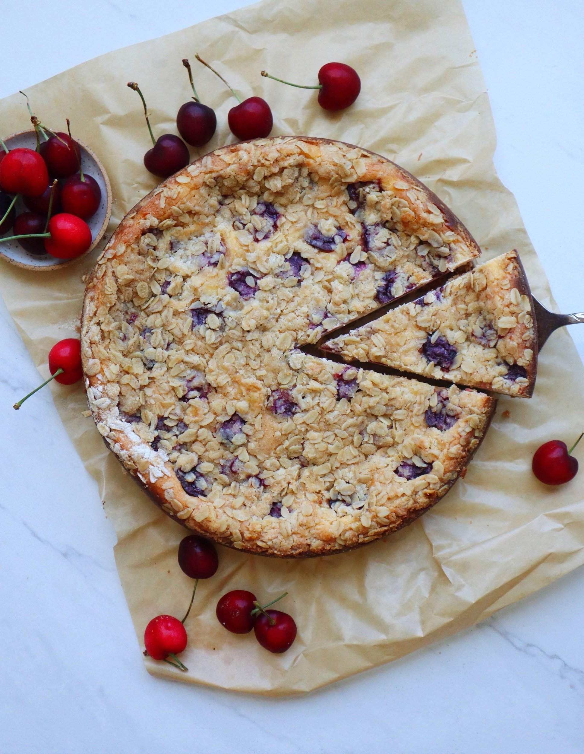 Cherry Cheesecake with Oat Crumble