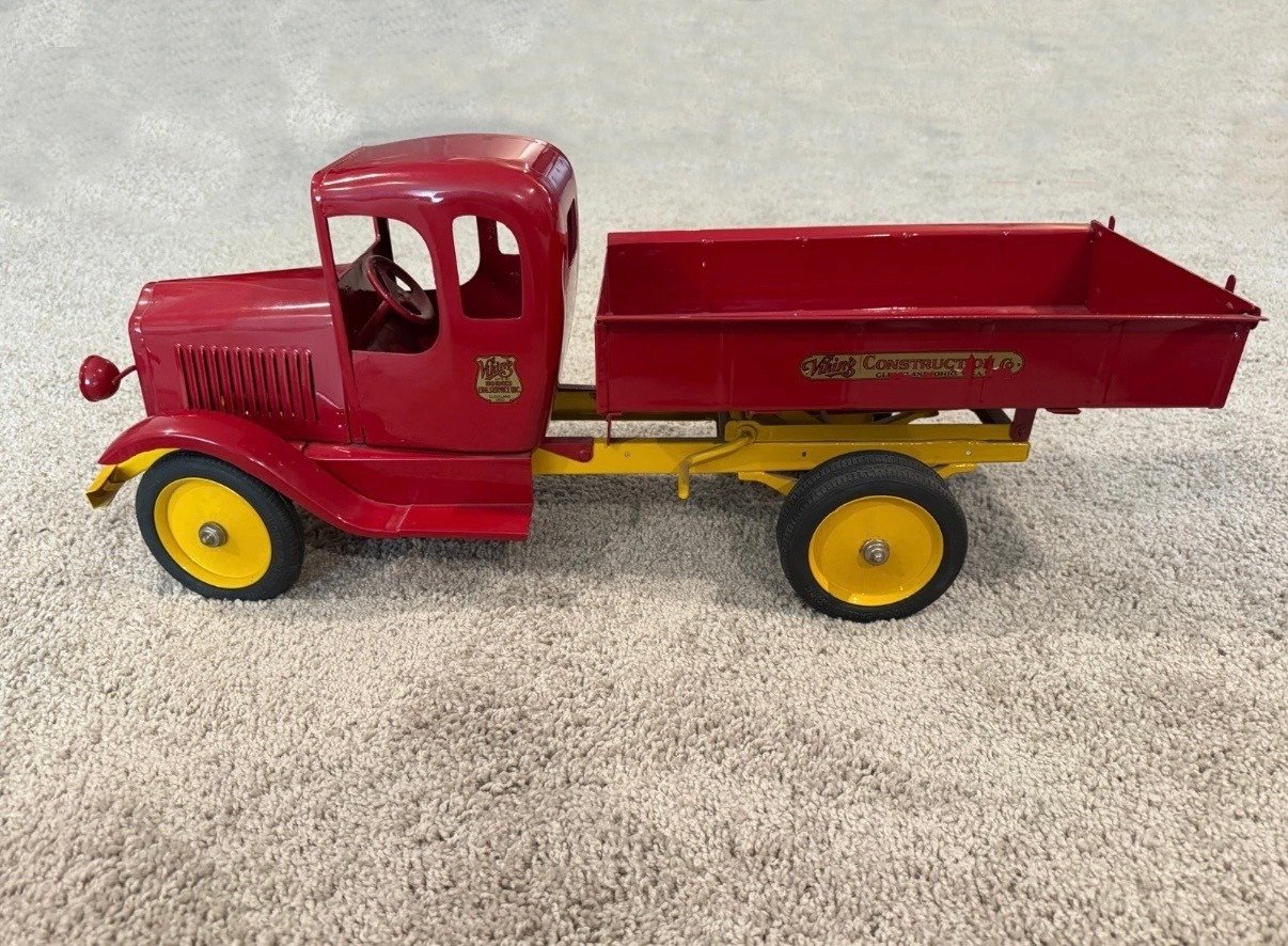 This is also the #5 documented Hoenes Viking Dump Truck.  This toy sold at an online auction as pictured 08/2026. It was verified to have come from the Hawaii collector to Pennsylvania.  The truck was restored and resided in a Pennsylvania collection