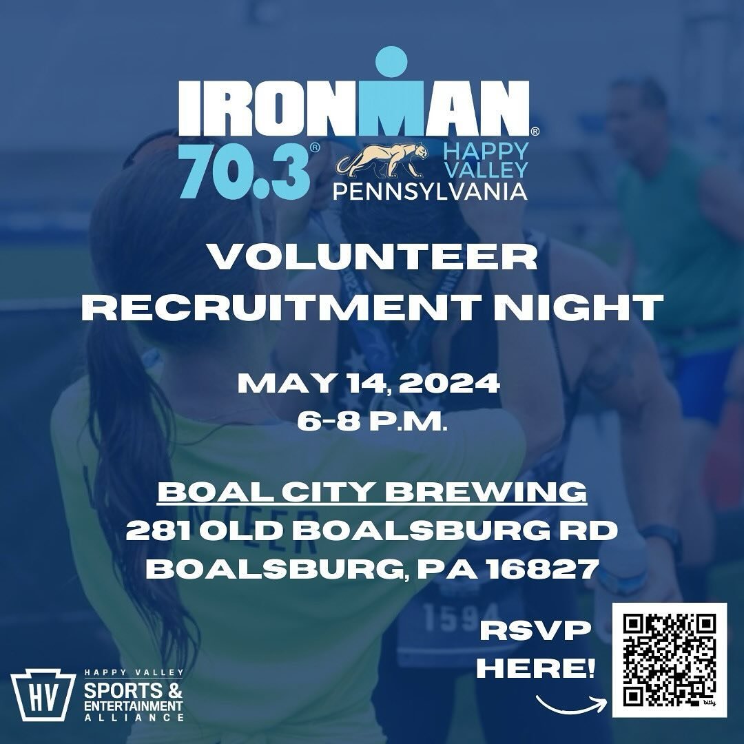 Join us on Tuesday, May 14th, 6-8pm at Boal City Brewery, Boalsburg PA, for IRONMAN 70.3 PA HV Volunteer Recruitment Night! 🏃🌟

Enjoy some light appetizers and a free beer voucher upon registration (21+). 🍻 

We are excited to see you there! #IM70