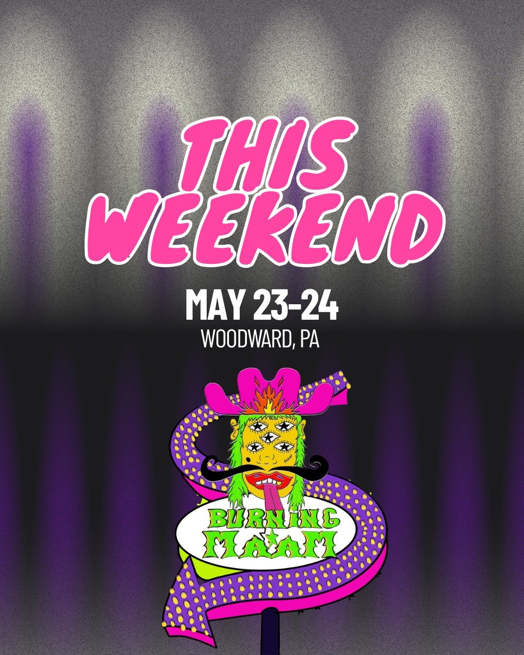 THIS WEEKEND!!!!🎤
Burning Ma'aM is almost here- get your tickets for a festival-filled weekend ✨
📆May 23&24 📌Woodward, PA
Click the link in our bio for more information and to purchase tickets!
#burningmaam #happyvalley