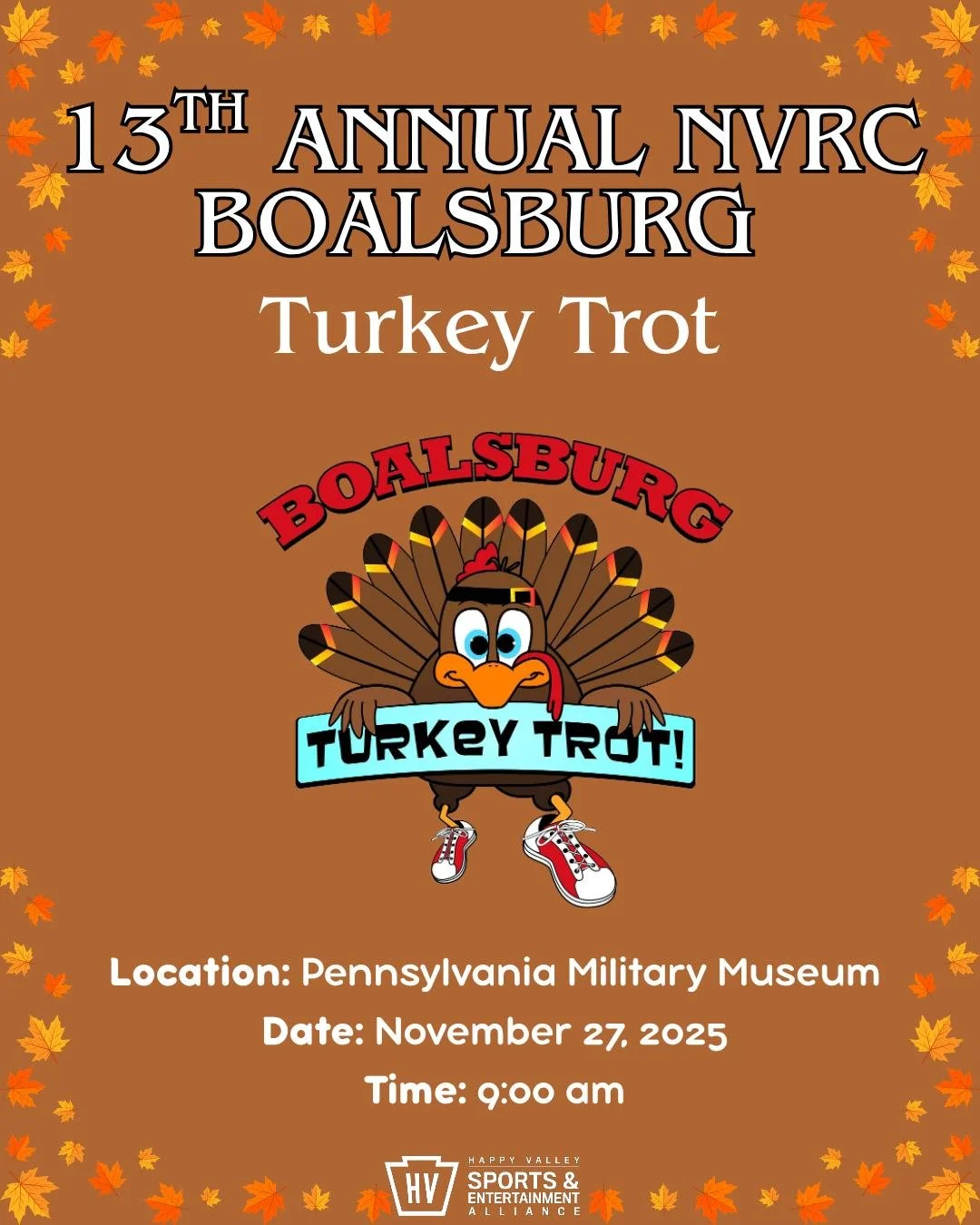 Bring your family and your running shoes! This Thanksgiving run or walk 2-miles, a 5K or 8K to raise money for both boys and girls cross country and indoor/outdoor track and field. A portion of the proceeds will go to the Friends of the Pennsylvania 