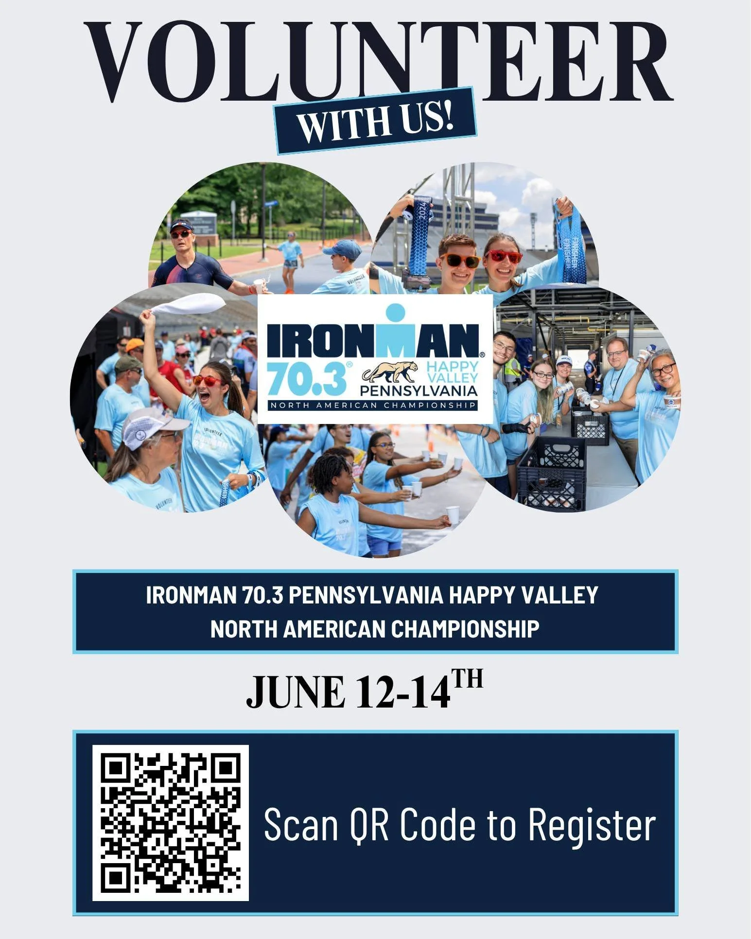 Get in on the action by volunteering with us at the 2026 IRONMAN 70.3 PENNSYLVANIA HAPPY VALLEY. This year the race is acting as the North American Championship, with numerous opportunities to get involved over the weekend!

Follow the link in our de