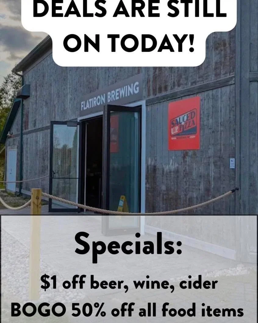 We&rsquo;re open until 6 today. Specials are while supplies last. Come on down and enjoy a pizza, salad, or pasta, before they&rsquo;re gone!