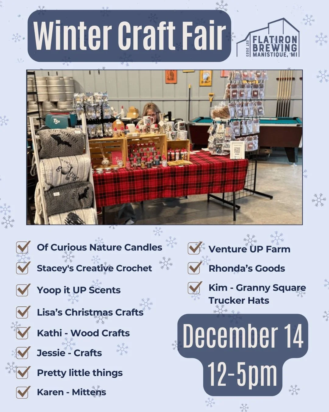 Winter Market THIS Sunday! Perfect opportunity for some one-of-a-kind last minute Christmas gifts...🎁 Stop by between 12-5pm to check out what the local vendors are selling.