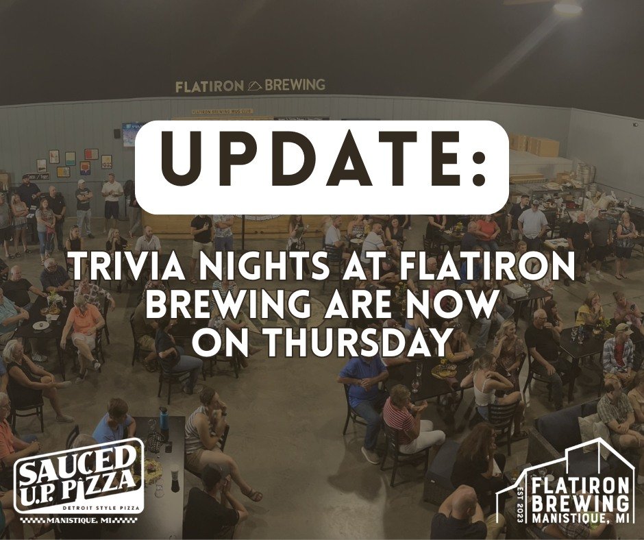 UPDATE: Thursday's at Flatiron Brewing are now Trivia Thursday, with our next trivia in the new year being Thursday, February 5th! Come on out with your chance to win gift cards! 😄