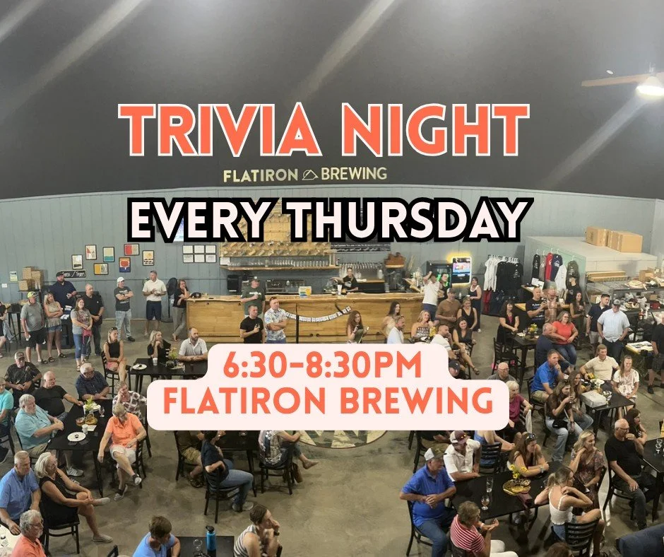 Tonight (and every Thursday) is Trivia Thursday at Flatiron Brewing! The questions start at 6:30pm, with your chance to win gift cards! Come on out and show your knowledge! #brewery #manistique #trivia