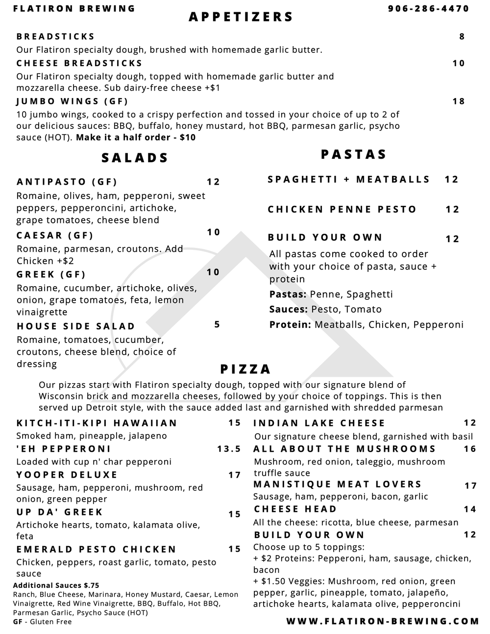 Menus — Flatiron Brewing