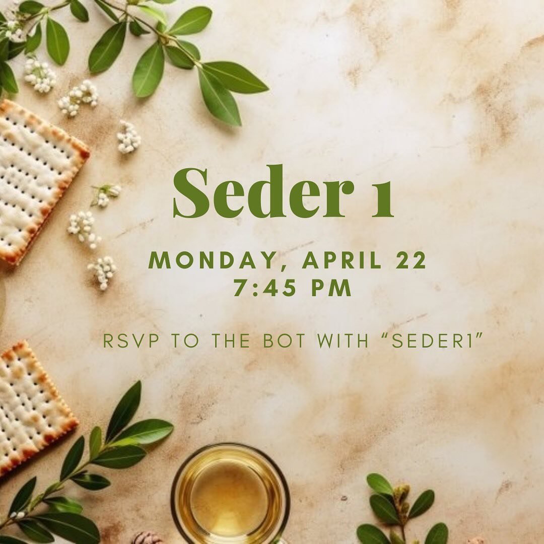 Happy Pesach! Join us for a traditional seder with great company, delicious food, and absolutely no chametz in sight!!
