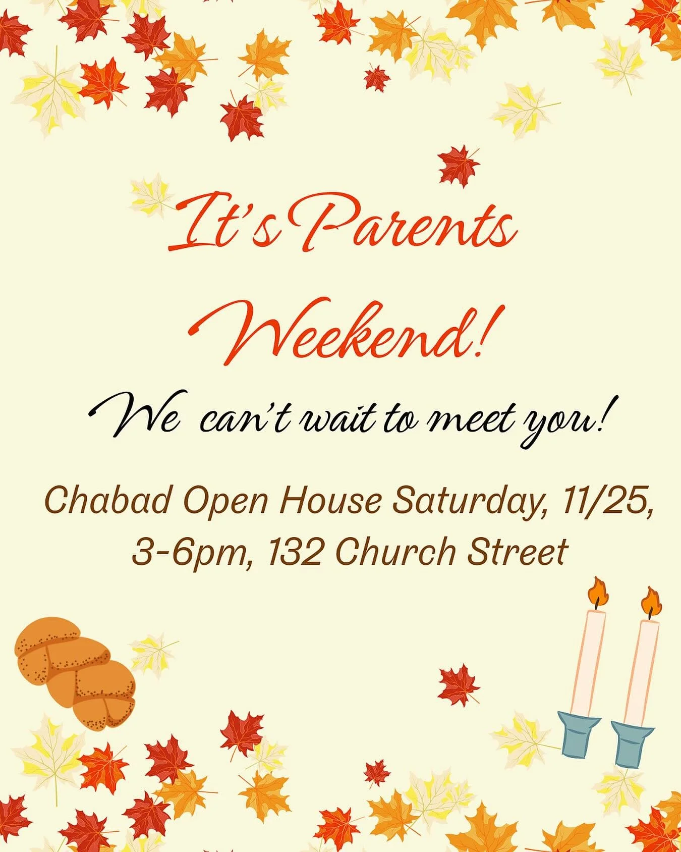 Can’t make it to Shabbat or can’t get enough of us? Join us the Saturday 3-6pm for the Chabad Open House! Come chat, introduce you family, and chill❤️🖤
Text “Open” to the bot to RSVP
Everyone’s welcome!