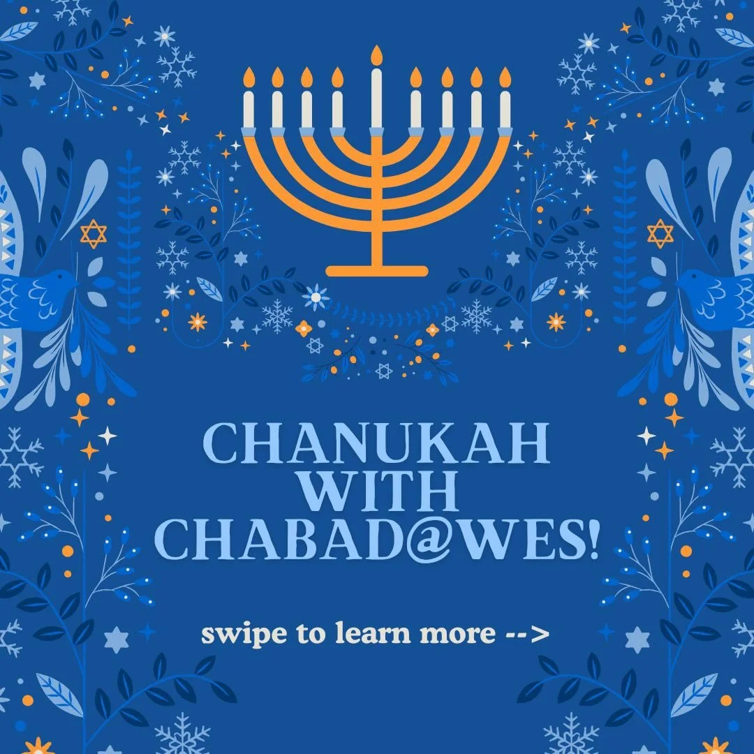 Join us for Chanukah celebrations with a menorah lighting on December 14th at 7pm outside Exley and latkes, donuts, and hot chocolate on December 16th at 10pm in Exley!⭐️🕎💙🤍