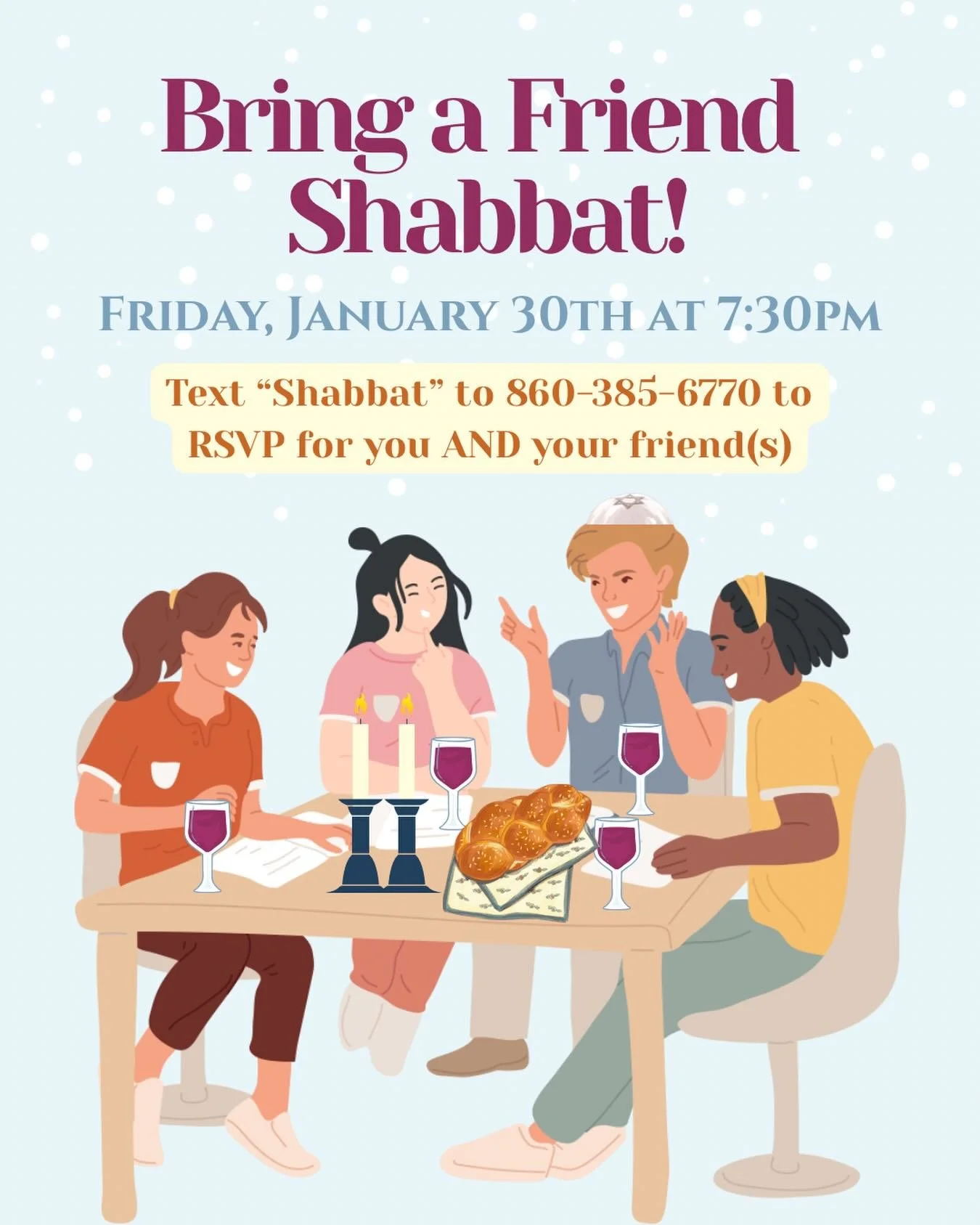 🥁&hellip; IT&rsquo;S ALMOST BRING A FRIEND SHABBAT! It&rsquo;s cold 🥶 bring the warmth ☀️ and BRING A FRIEND to Shabbat! We can&rsquo;t wait to see your lovely faces, and so many new ones too!‼️please RSVP for you AND your friend(s) if they aren&rs