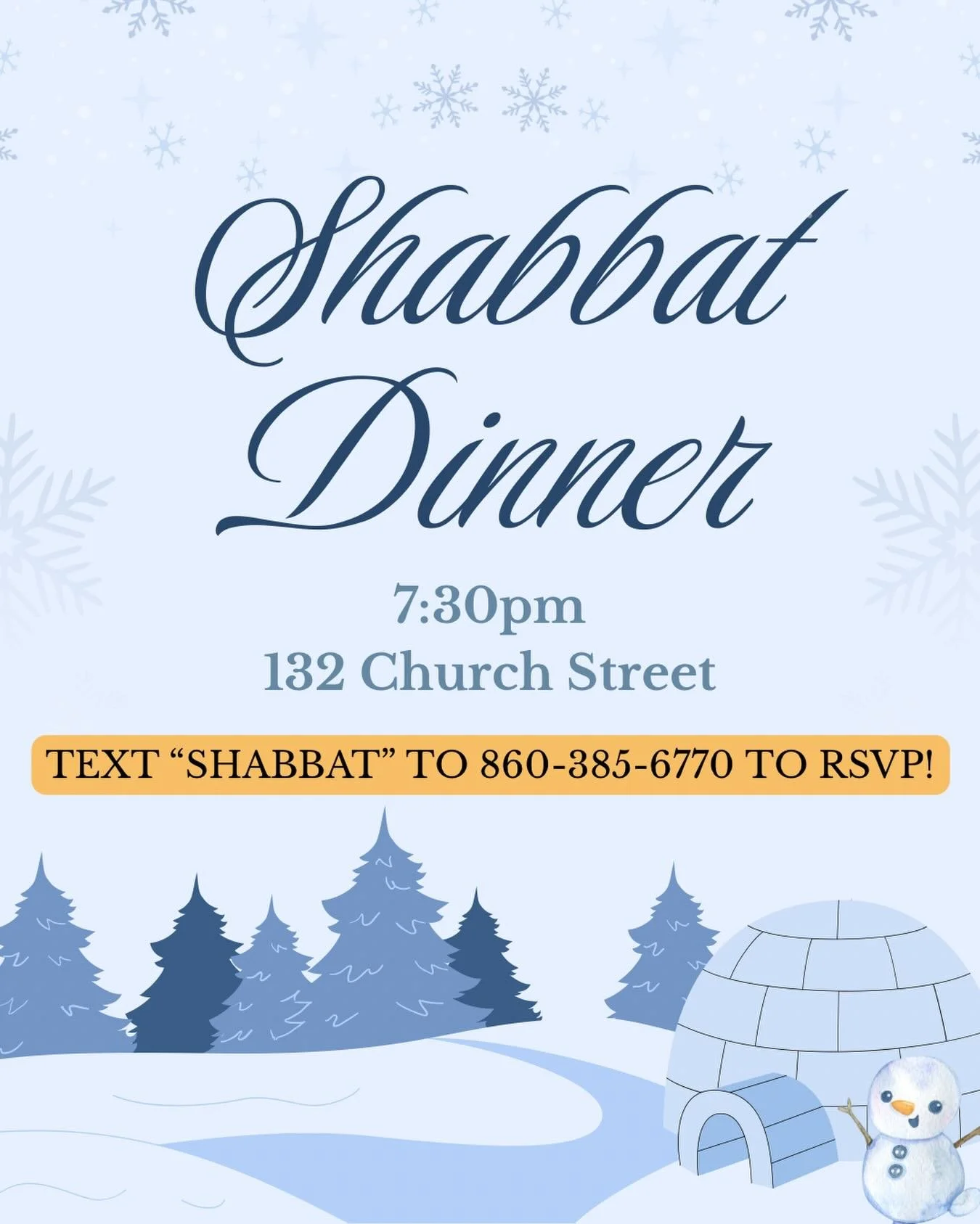 TGIS!! See you at 7:30 🤩 Text &ldquo;Shabbat&rdquo; to the ChaBot to RSVP 🤳‼️
