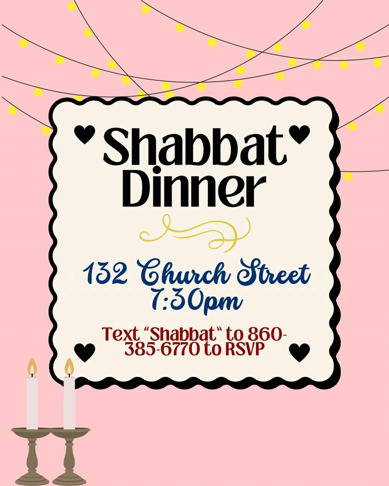 ‼️It&rsquo;s almost time for Shabbat‼️Great food, great friends, great conversation 👏 SPREAD THE LOVE ❤️🖤 Text &ldquo;Shabbat&rdquo; to the ChaBot to RSVP🤩