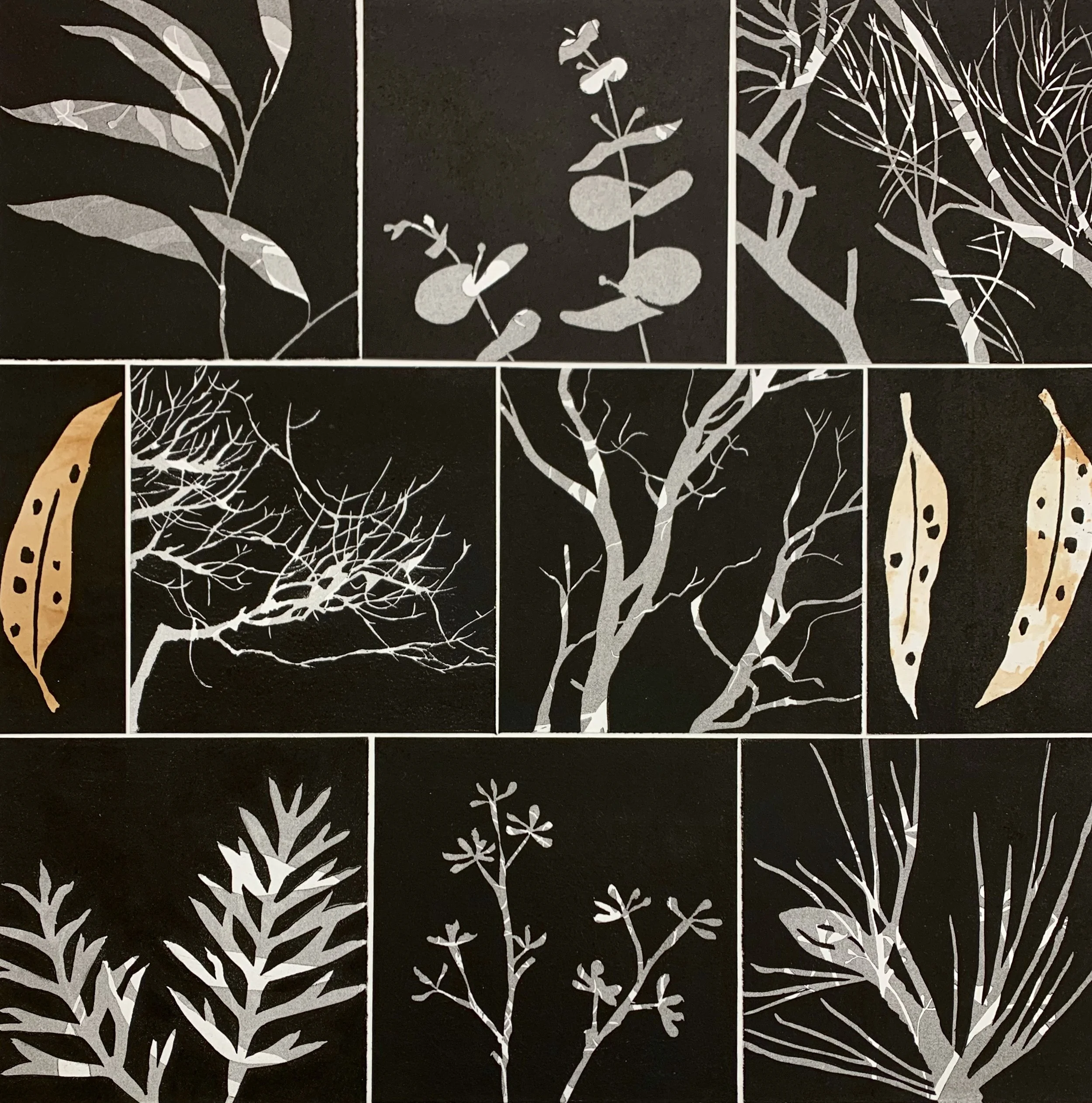 Arborescent, linocut print