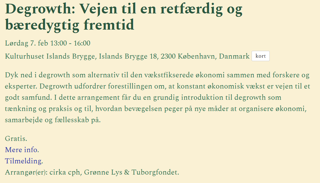 Eksempel skabelon til grønt event