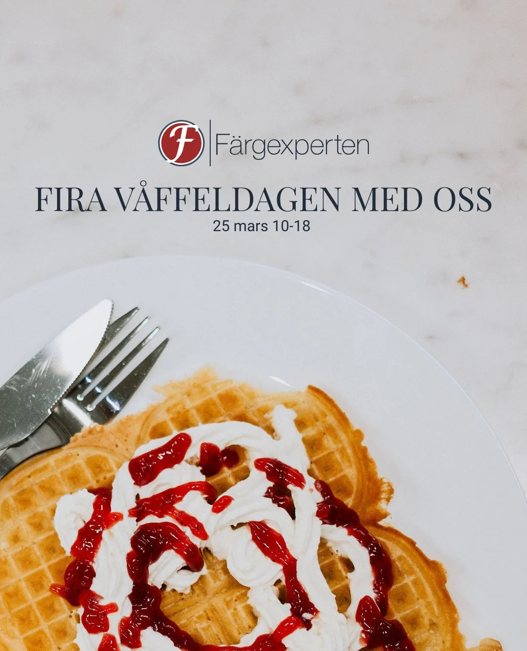 Vem s&auml;ger att man bara kan komma till oss f&ouml;r f&auml;rg? 🧇⁠
⁠
Den 25 mars firar vi v&aring;ffeldagen hos oss p&aring; F&auml;rgexperten i &Ouml;rebro &ndash; och d&aring; pratar vi inte bara kul&ouml;rer.⁠
⁠
Mellan 10&ndash;18 bjuder vi p&