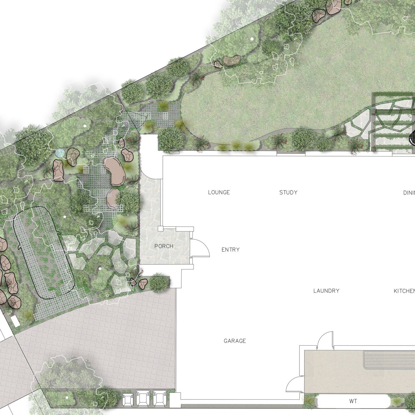 Construction update @the.ida.haus
Executed beautifully as per plan by @djpscapes 🌿

All the softening green opportunities right here &mdash; filling in the gaps with planting to create permeability, reduce heat, and bring a much cooler, more invitin