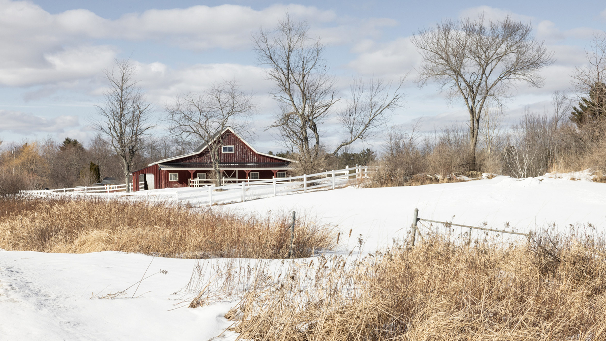 A snowy Maine farm