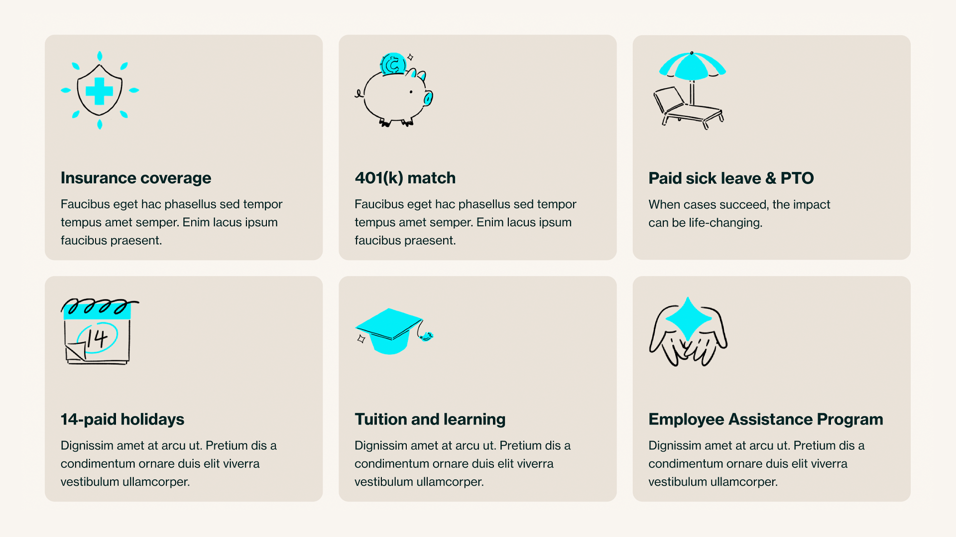 Perfected icon set for employee benefits